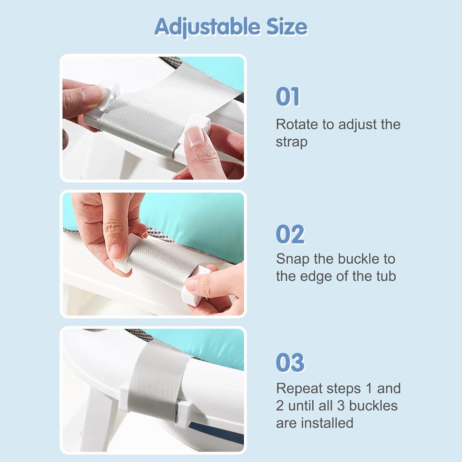 Silla de Baño para Bebés Colorlife Ajustable Antideslizante Azul