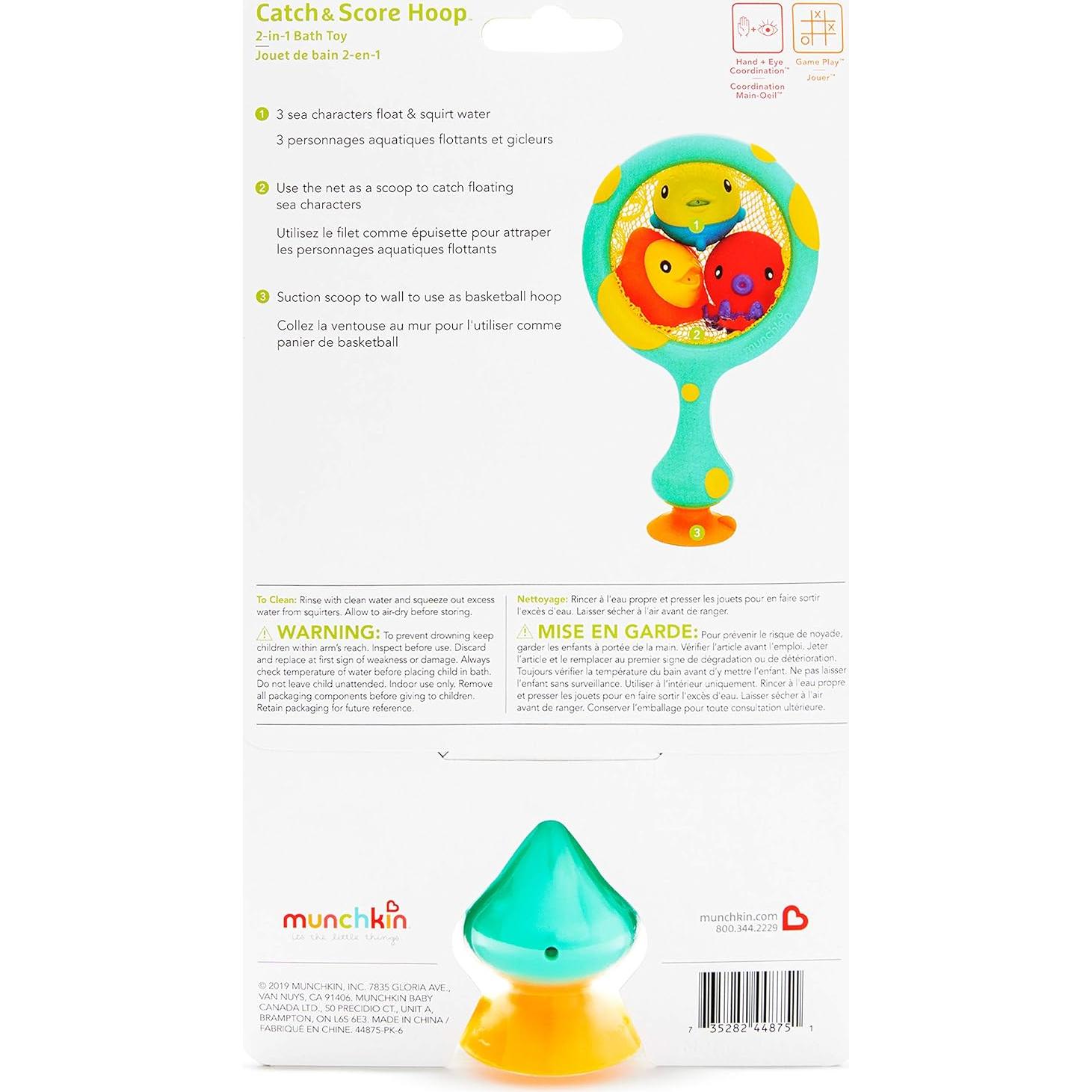 Munchkin Juguete de Baño Atrapa y Anota con 3 Pelotas