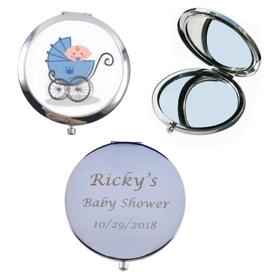 Espejos Compactos Personalizados WE 12 Pcs Baby Shower Azul