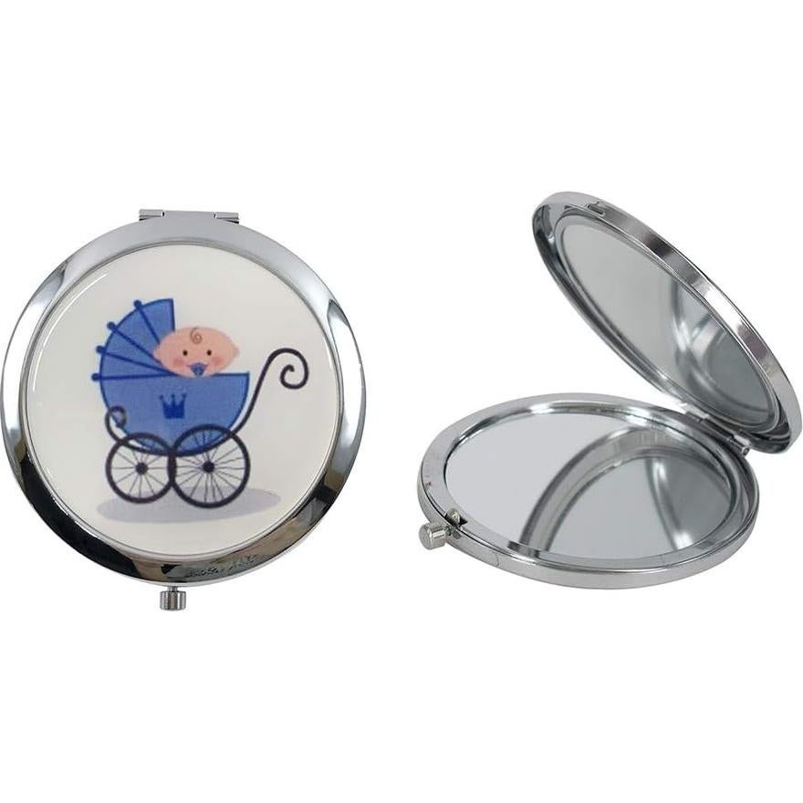 Espejos Compactos Personalizados WE 12 Pcs Baby Shower Azul