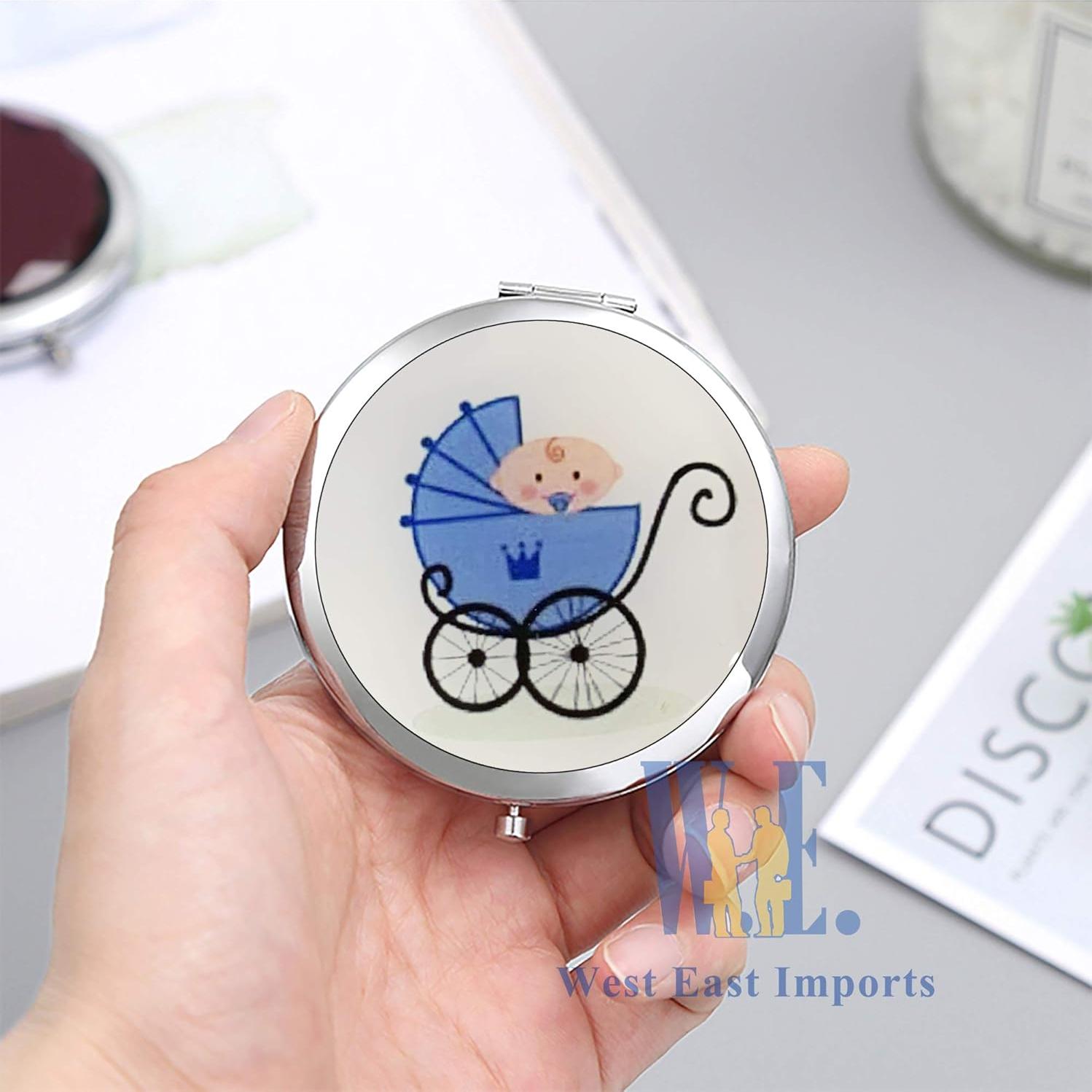 Espejos Compactos Personalizados WE 12 Pcs Baby Shower Azul