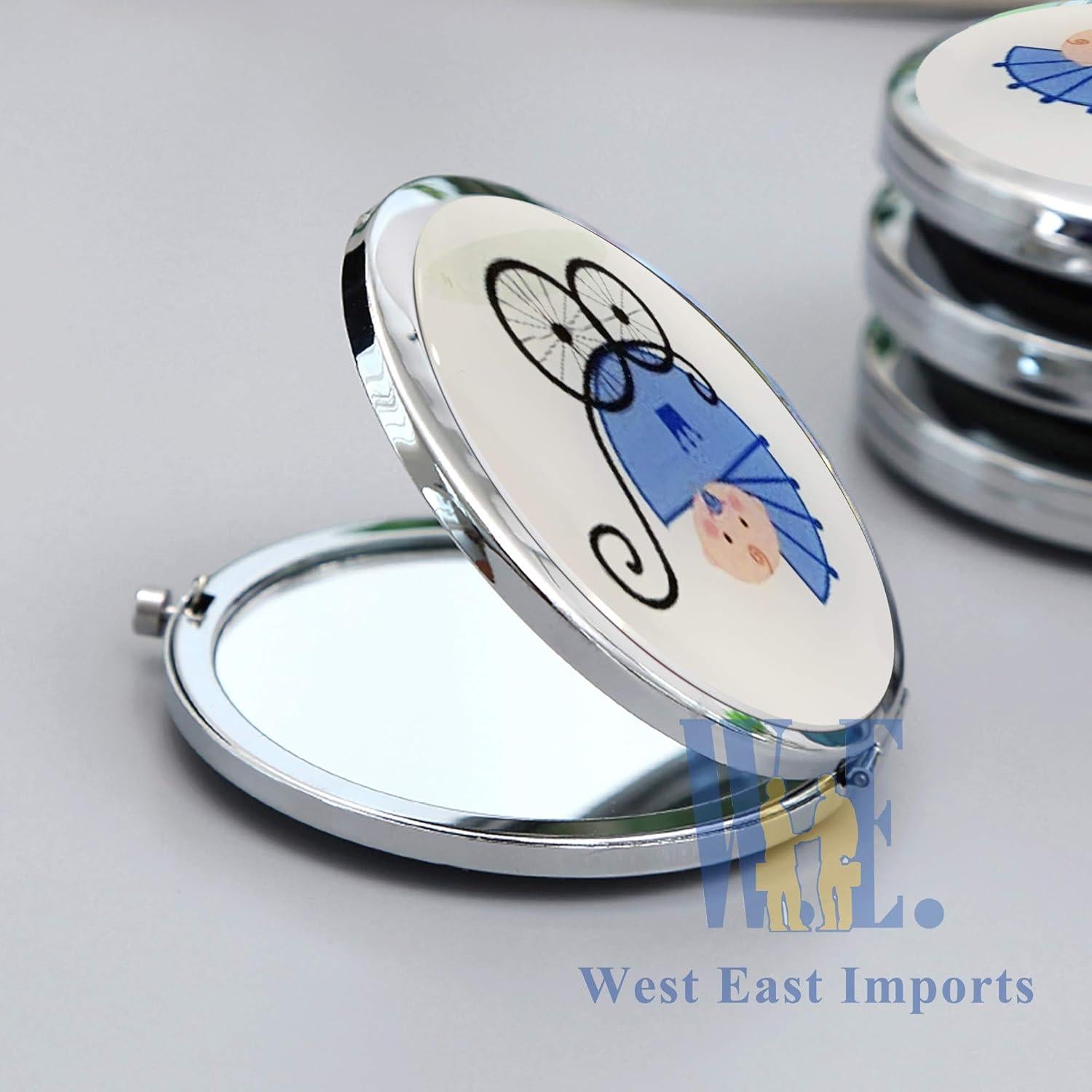 Espejos Compactos Personalizados WE 12 Pcs Baby Shower Azul