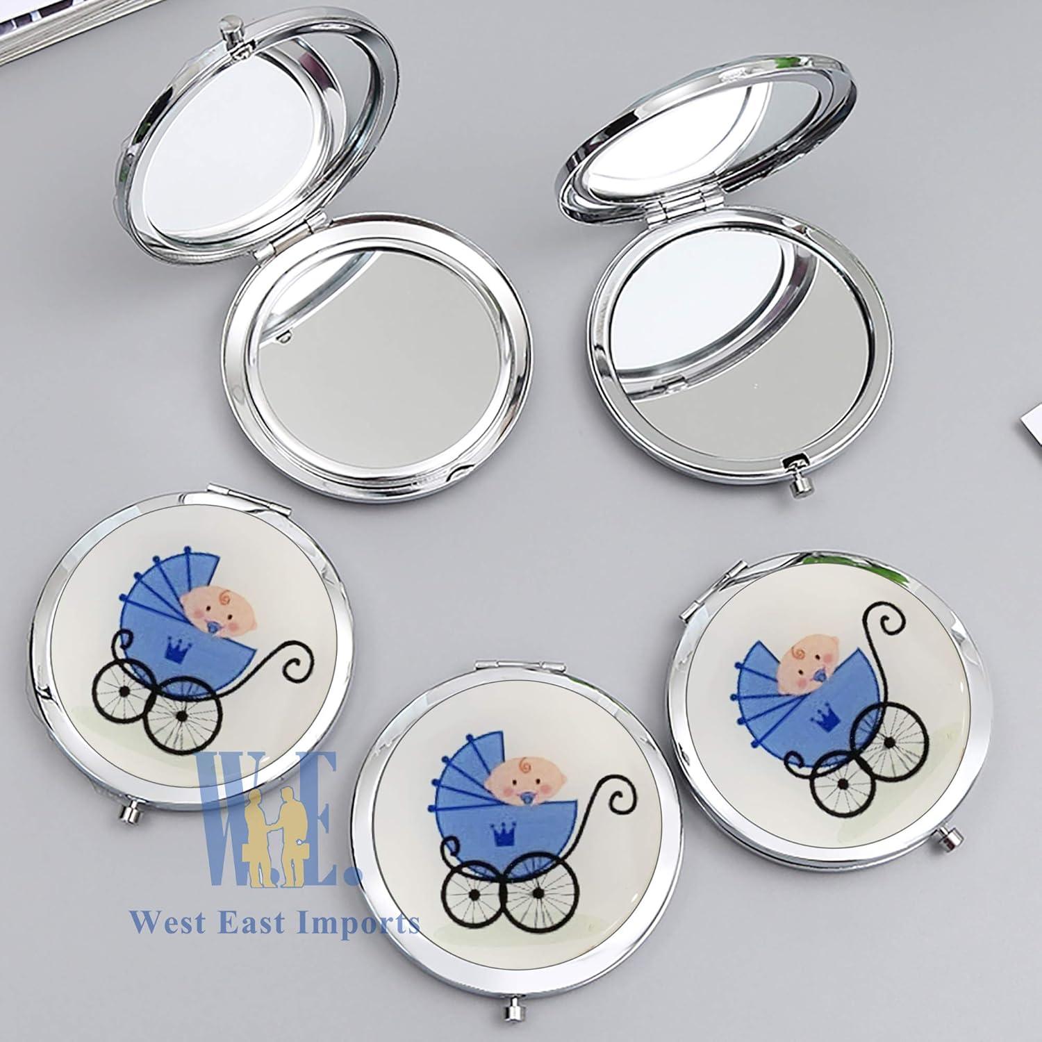 Espejos Compactos Personalizados WE 12 Pcs Baby Shower Azul