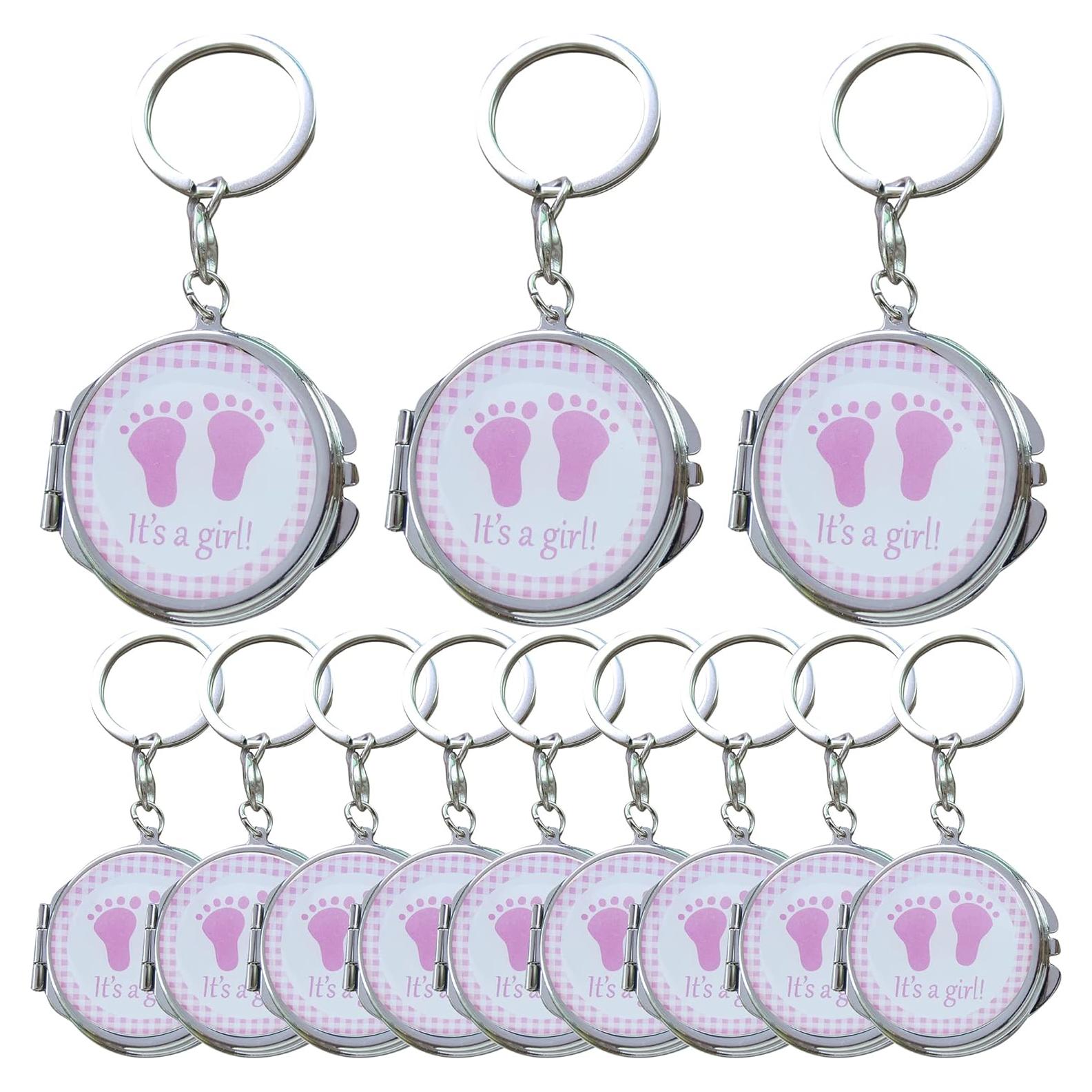 12 Espejos Compactos de Llave Rosa Genérico para Baby Shower