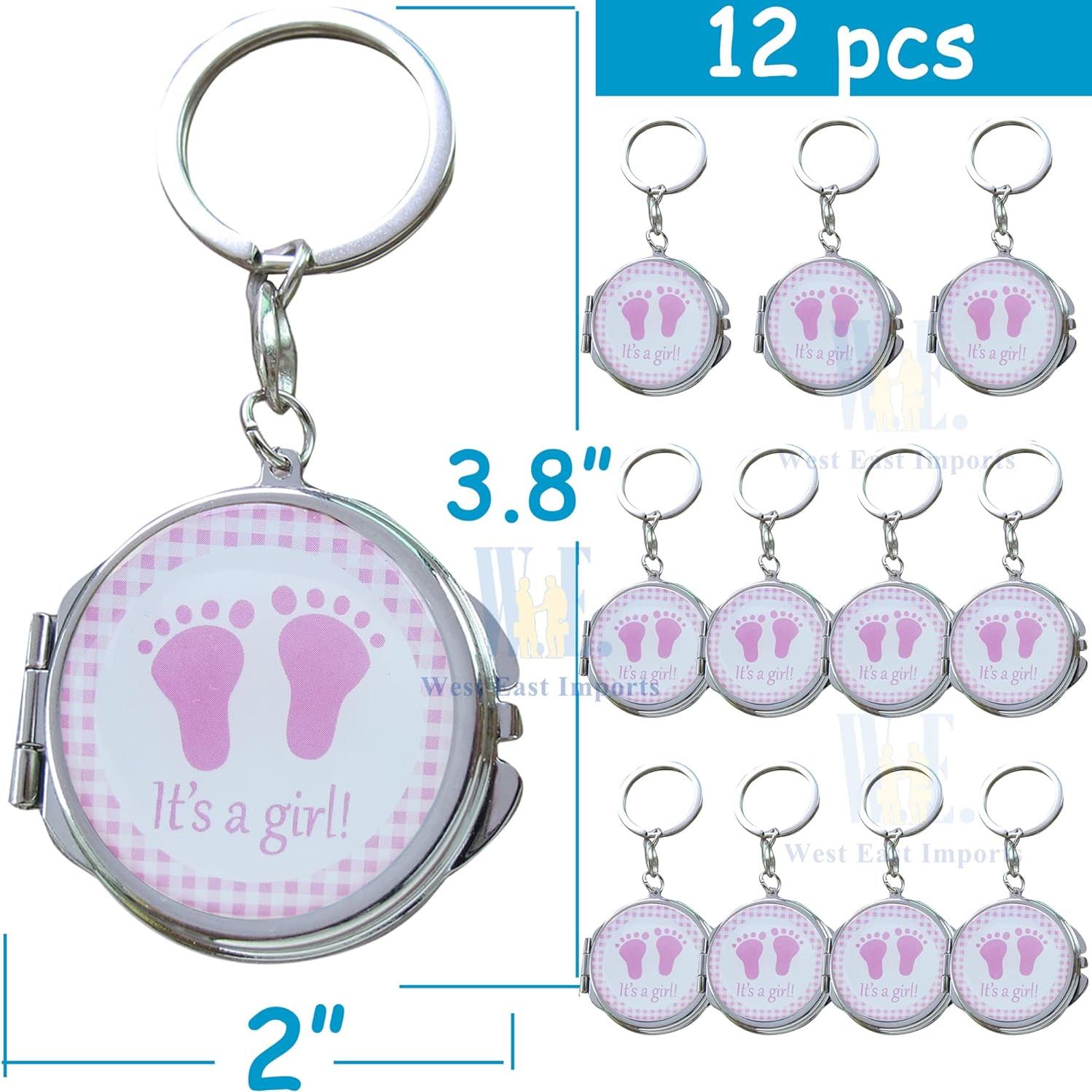 12 Espejos Compactos de Llave Rosa Genérico para Baby Shower
