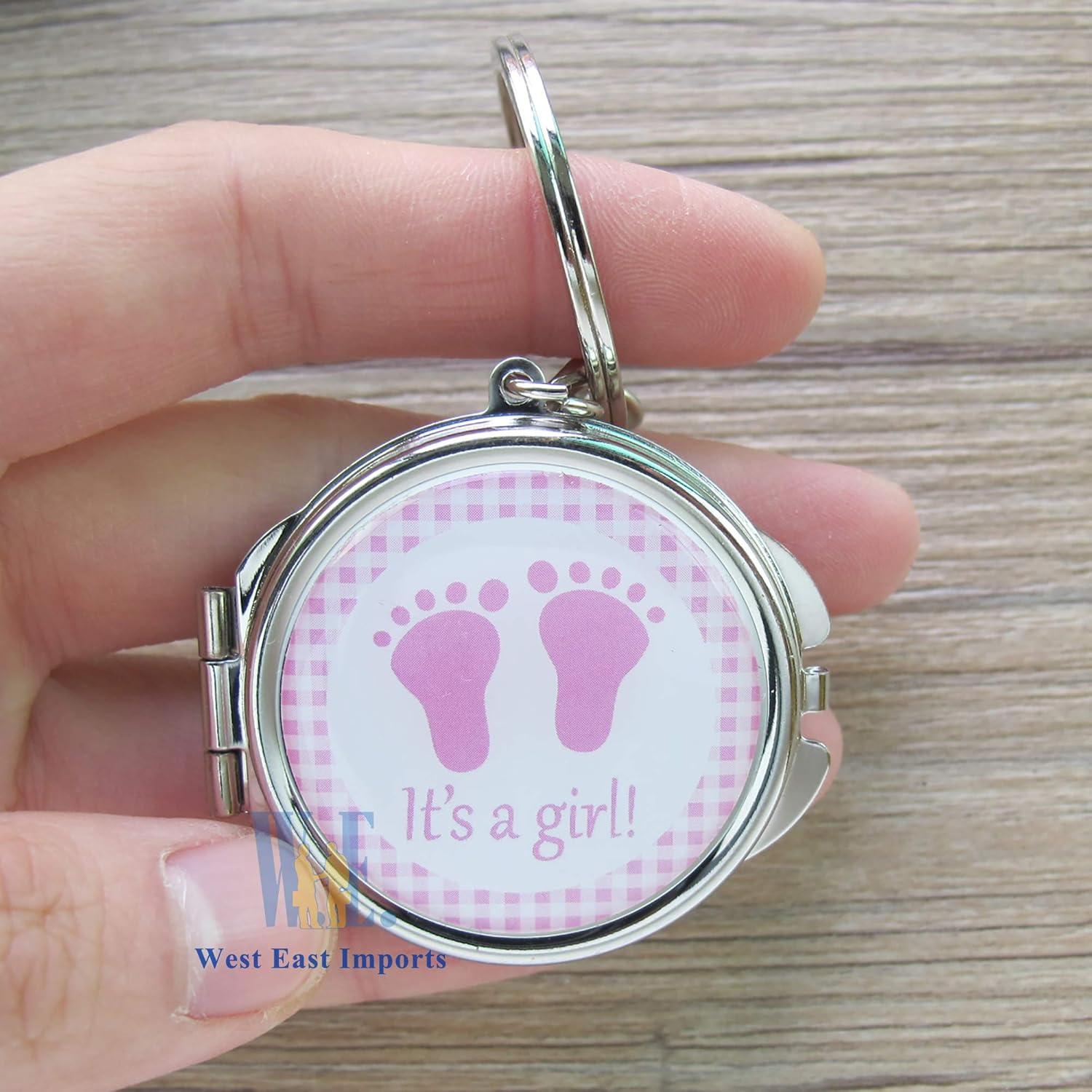 12 Espejos Compactos de Llave Rosa Genérico para Baby Shower