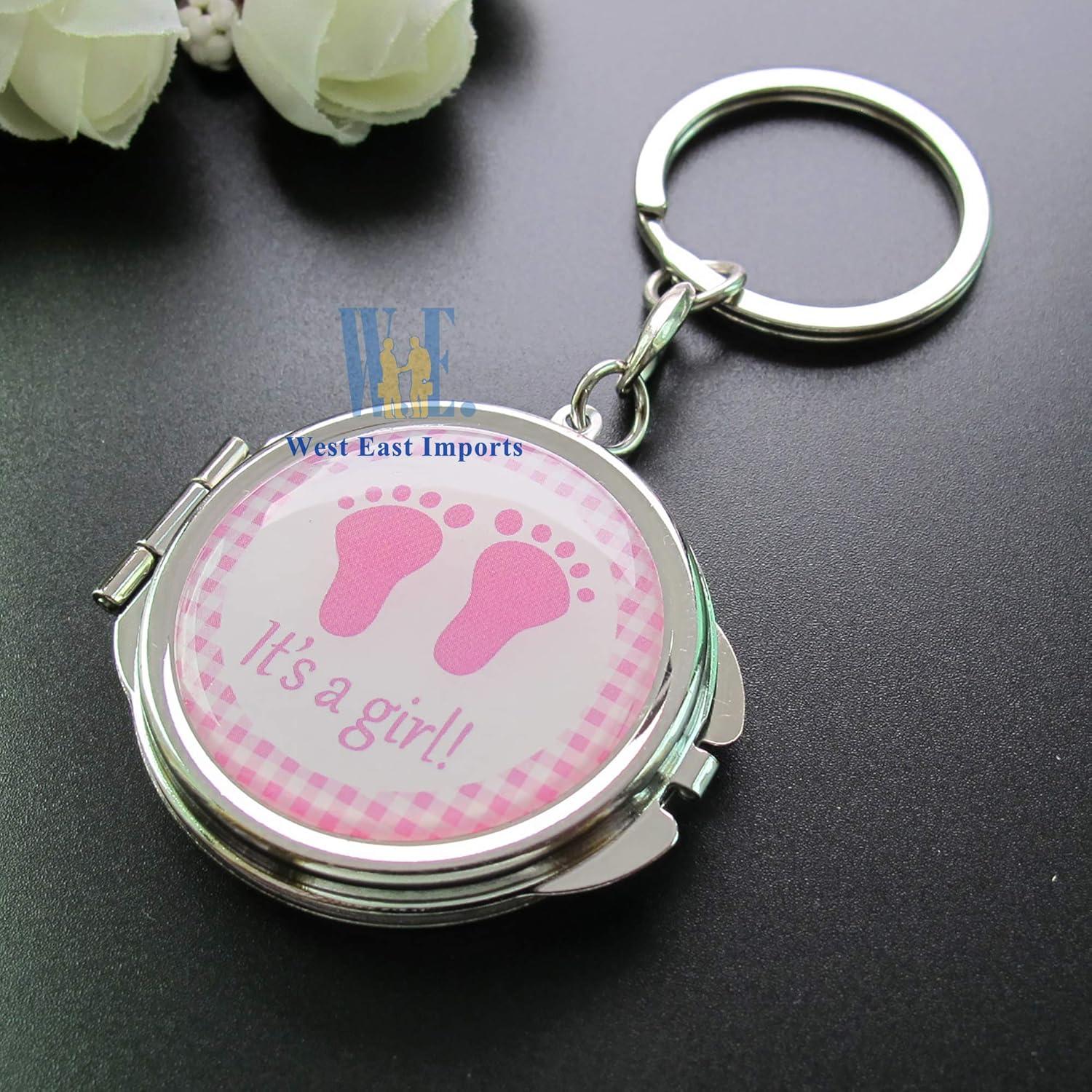 12 Espejos Compactos de Llave Rosa Genérico para Baby Shower