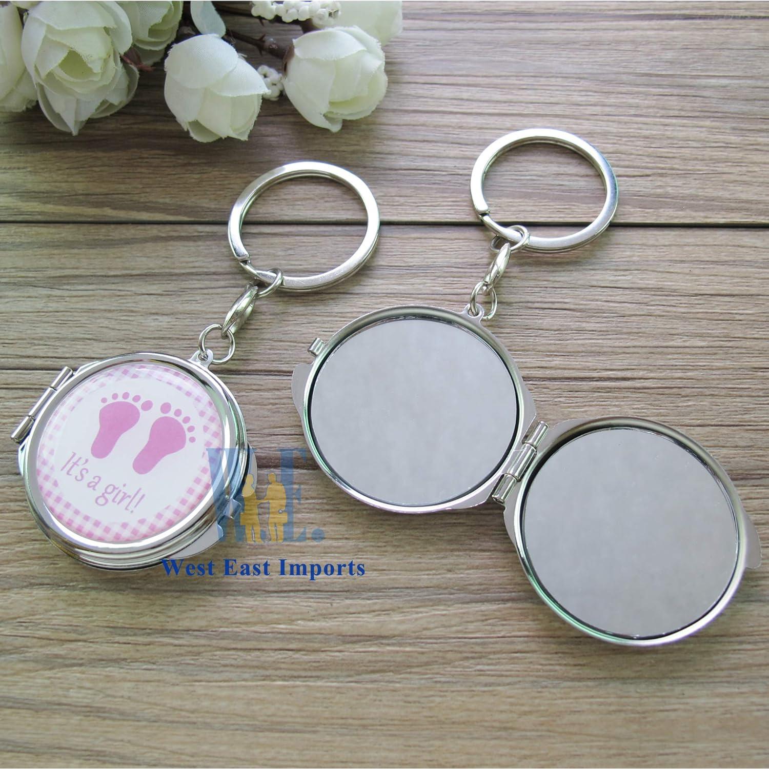 12 Espejos Compactos de Llave Rosa Genérico para Baby Shower