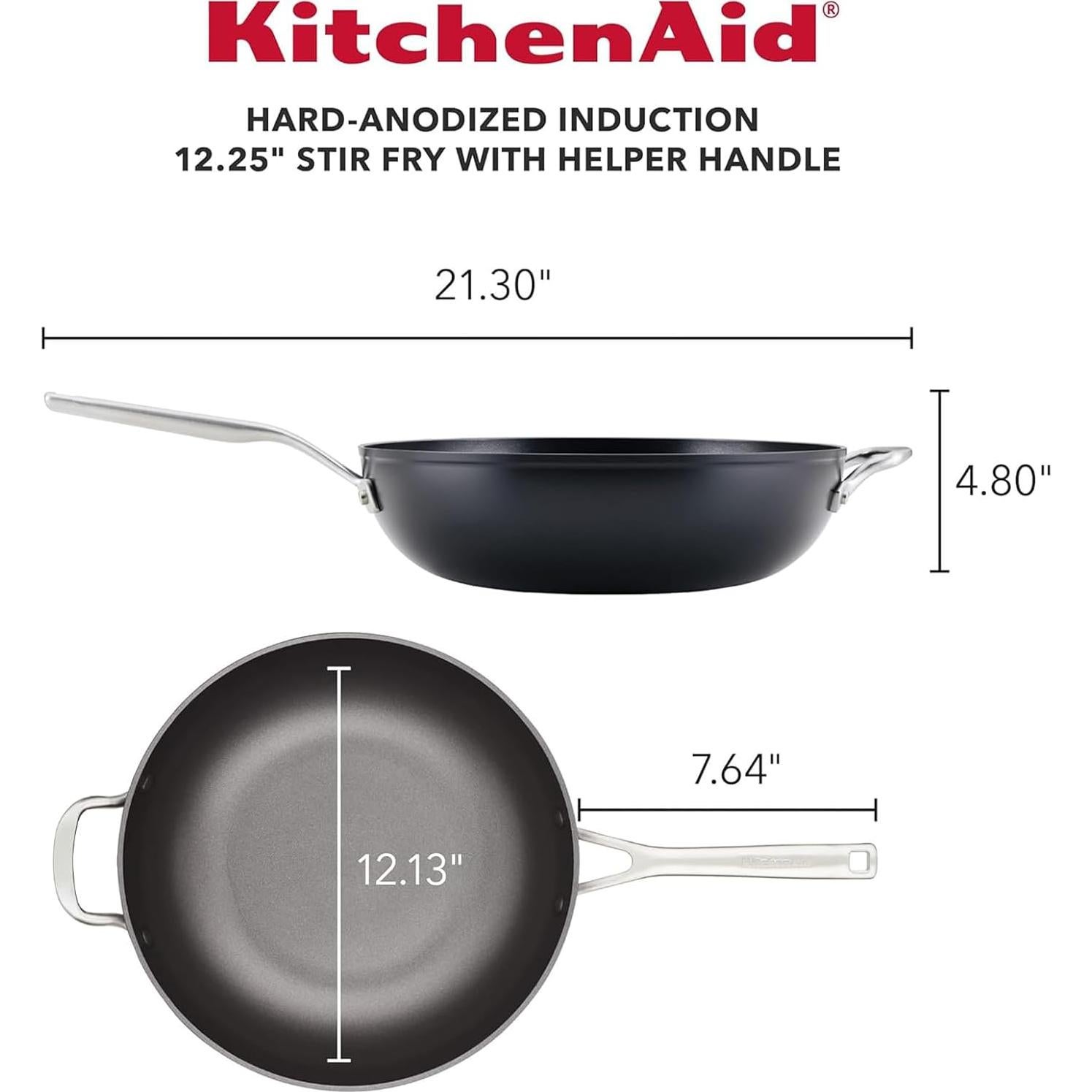 Sartén Wok Antiadherente KitchenAid 31 cm Negro Mate