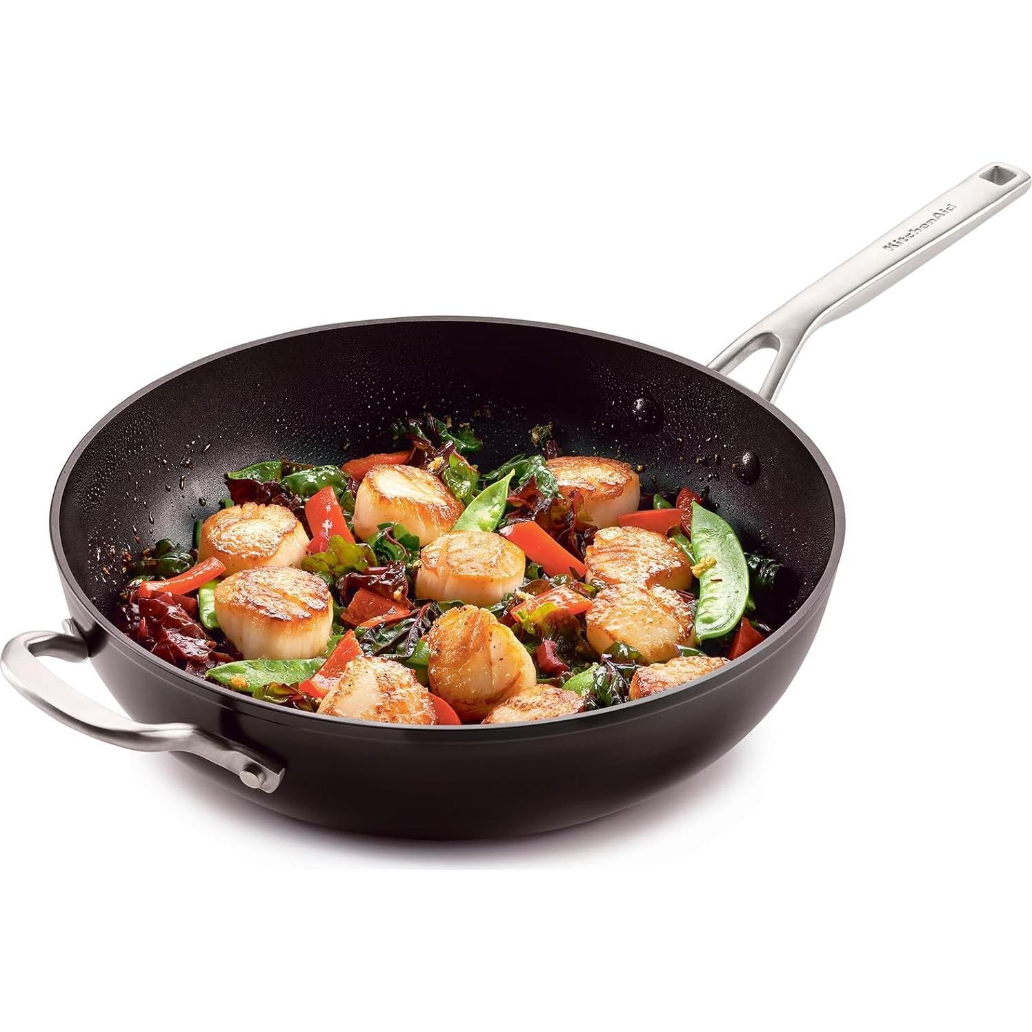 Sartén Wok Antiadherente KitchenAid 31 cm Negro Mate