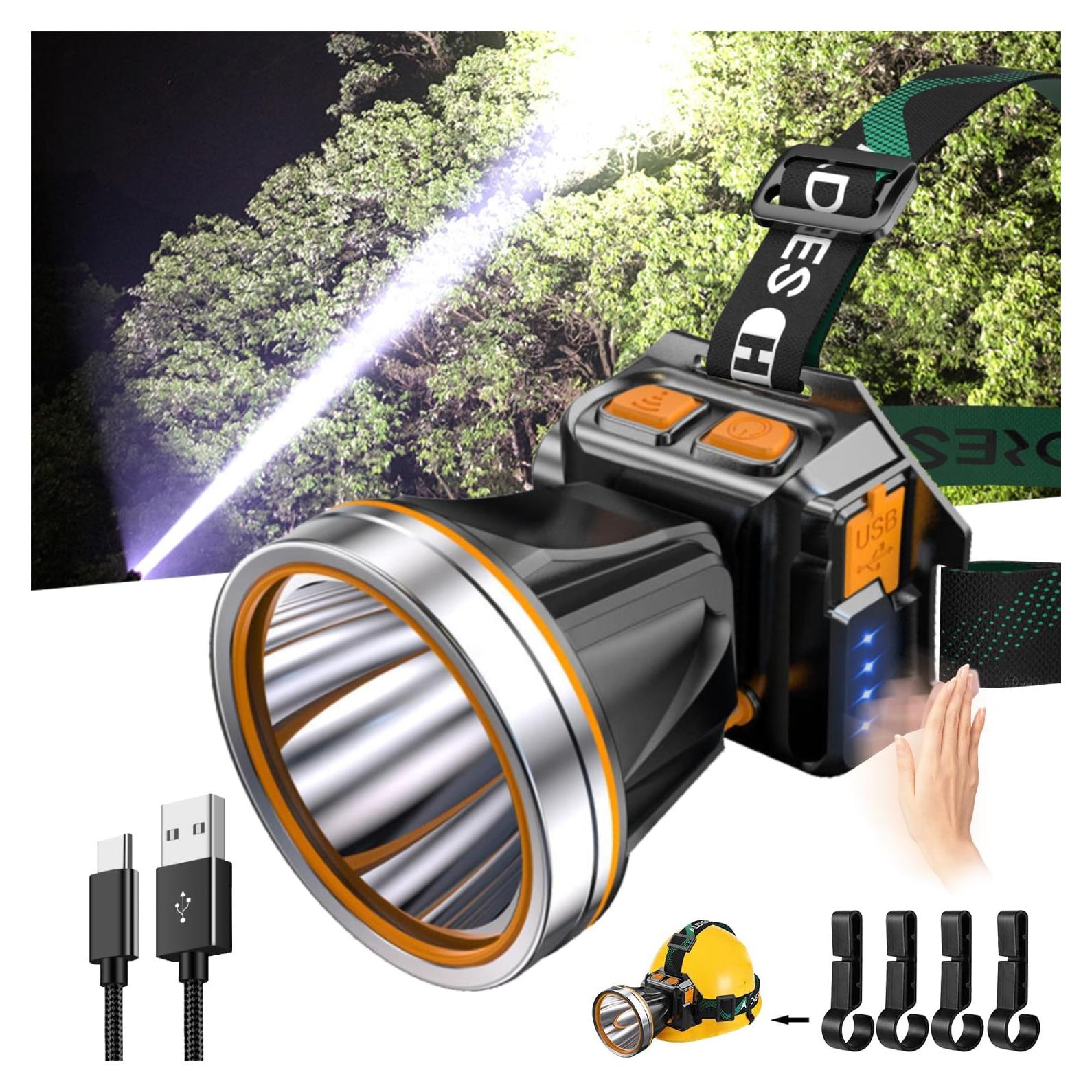 Linterna Frontal LED PINSAI T120 Recargable Impermeable 500m