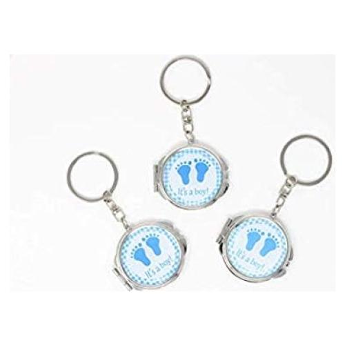 Llaveros de Espejo Compacto YRP 12 Pcs Baby Shower Azul