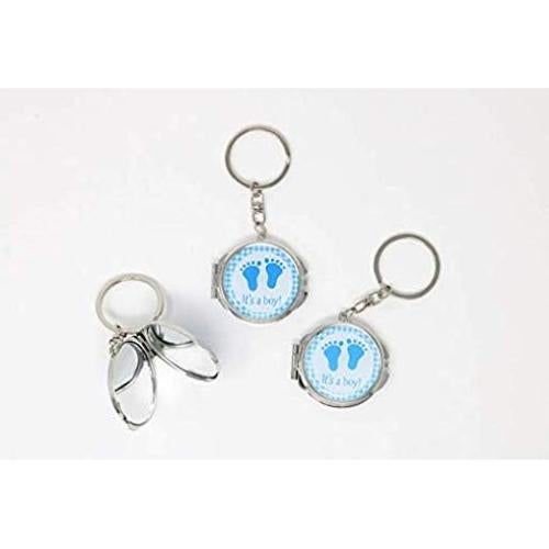 Llaveros de Espejo Compacto YRP 12 Pcs Baby Shower Azul