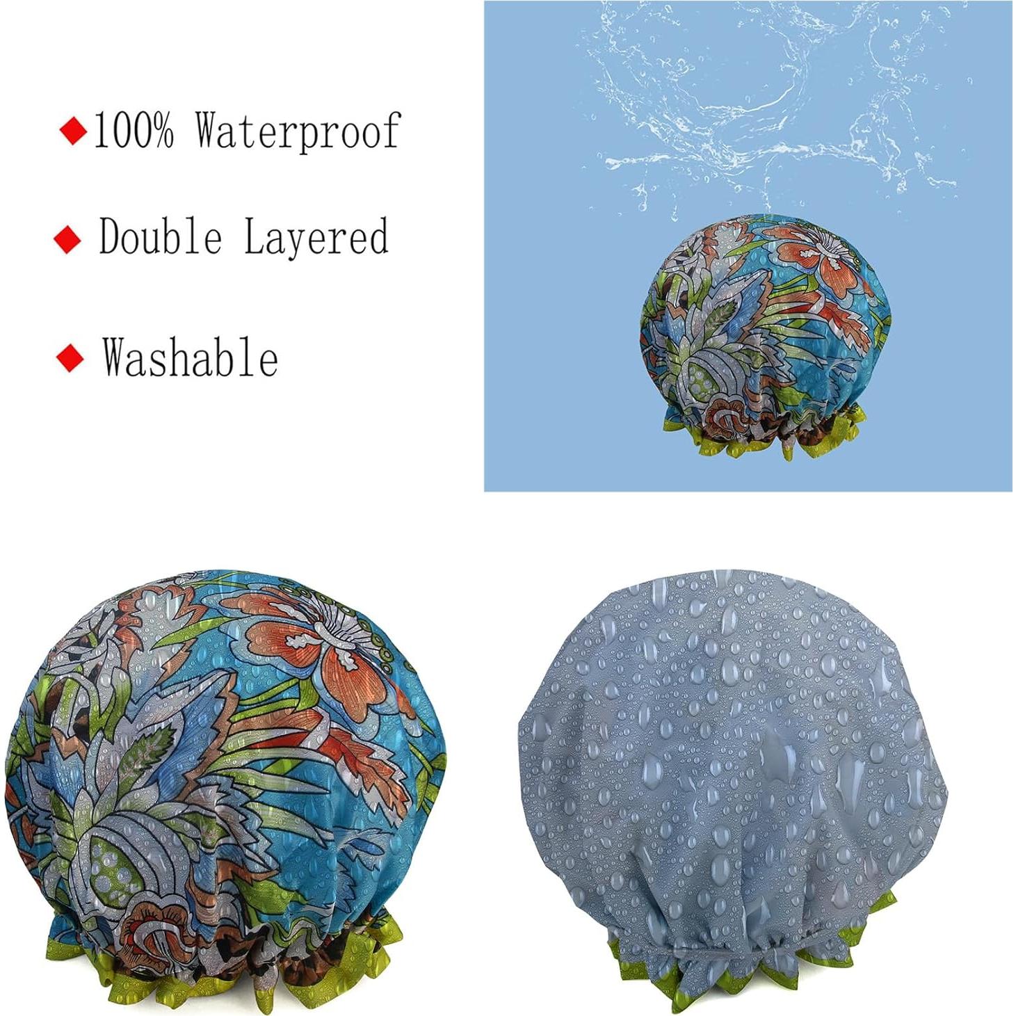 Gorro de Ducha Reutilizable Quanchen Leopardo Azul 28.4x27.9cm