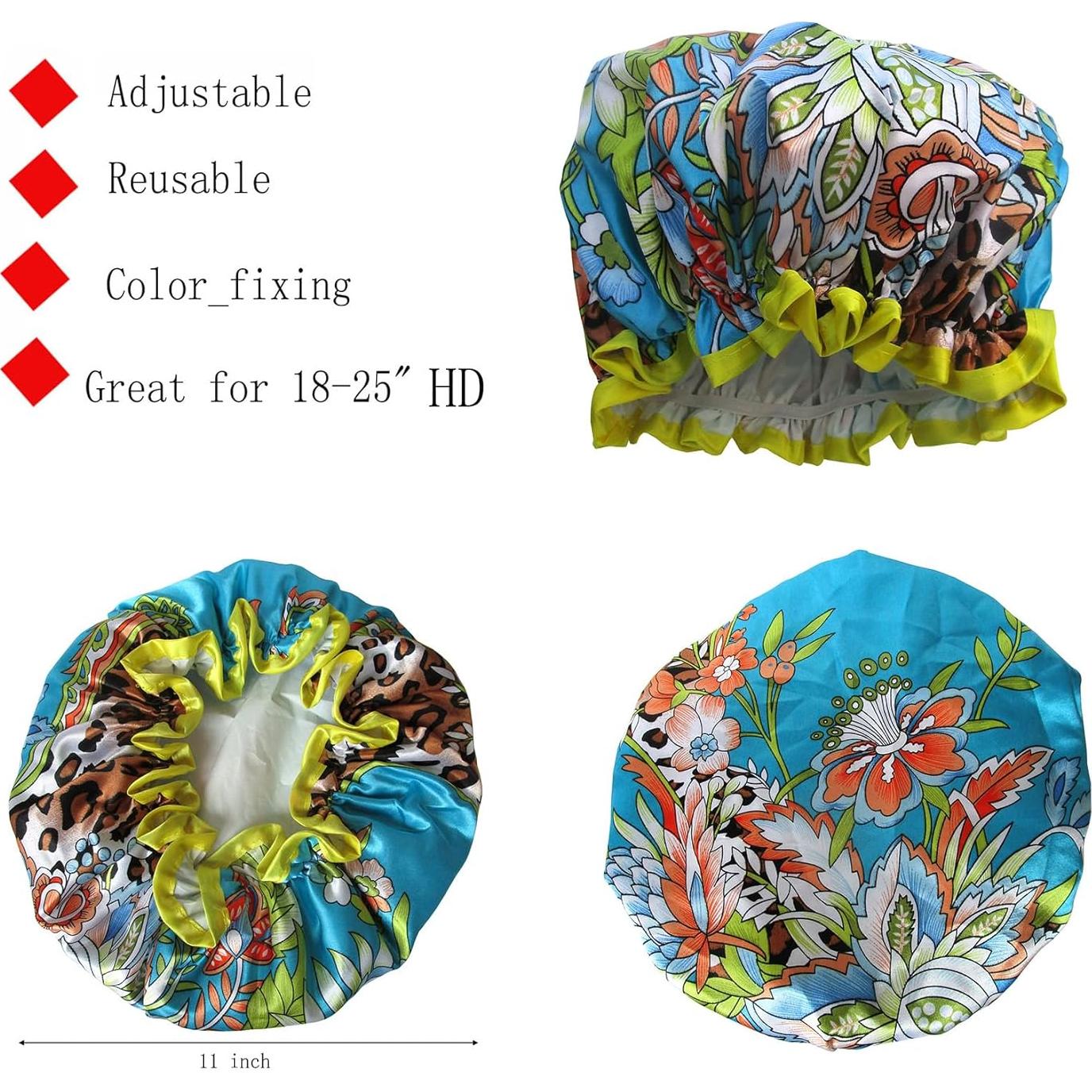 Gorro de Ducha Reutilizable Quanchen Leopardo Azul 28.4x27.9cm