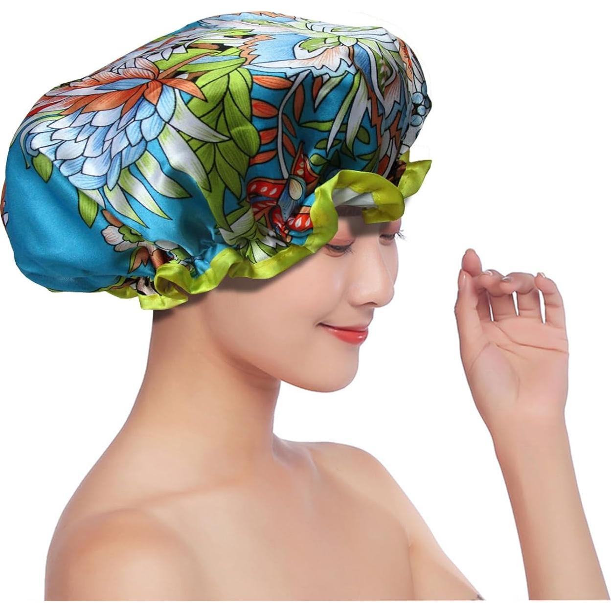 Gorro de Ducha Reutilizable Quanchen Leopardo Azul 28.4x27.9cm