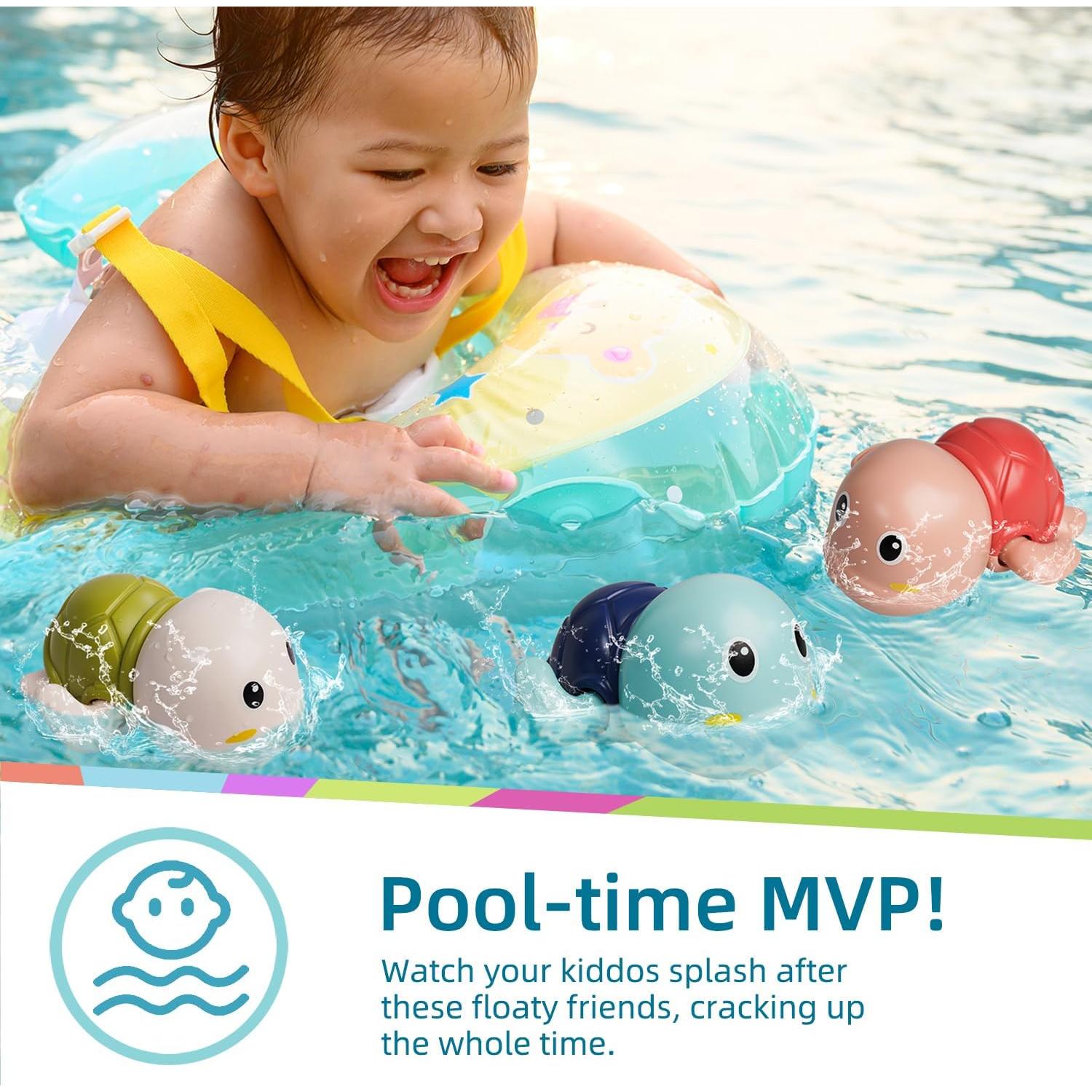 Juguetes de Baño LiKee 3 Tortugas Nadadoras para Bebés 1+ Años