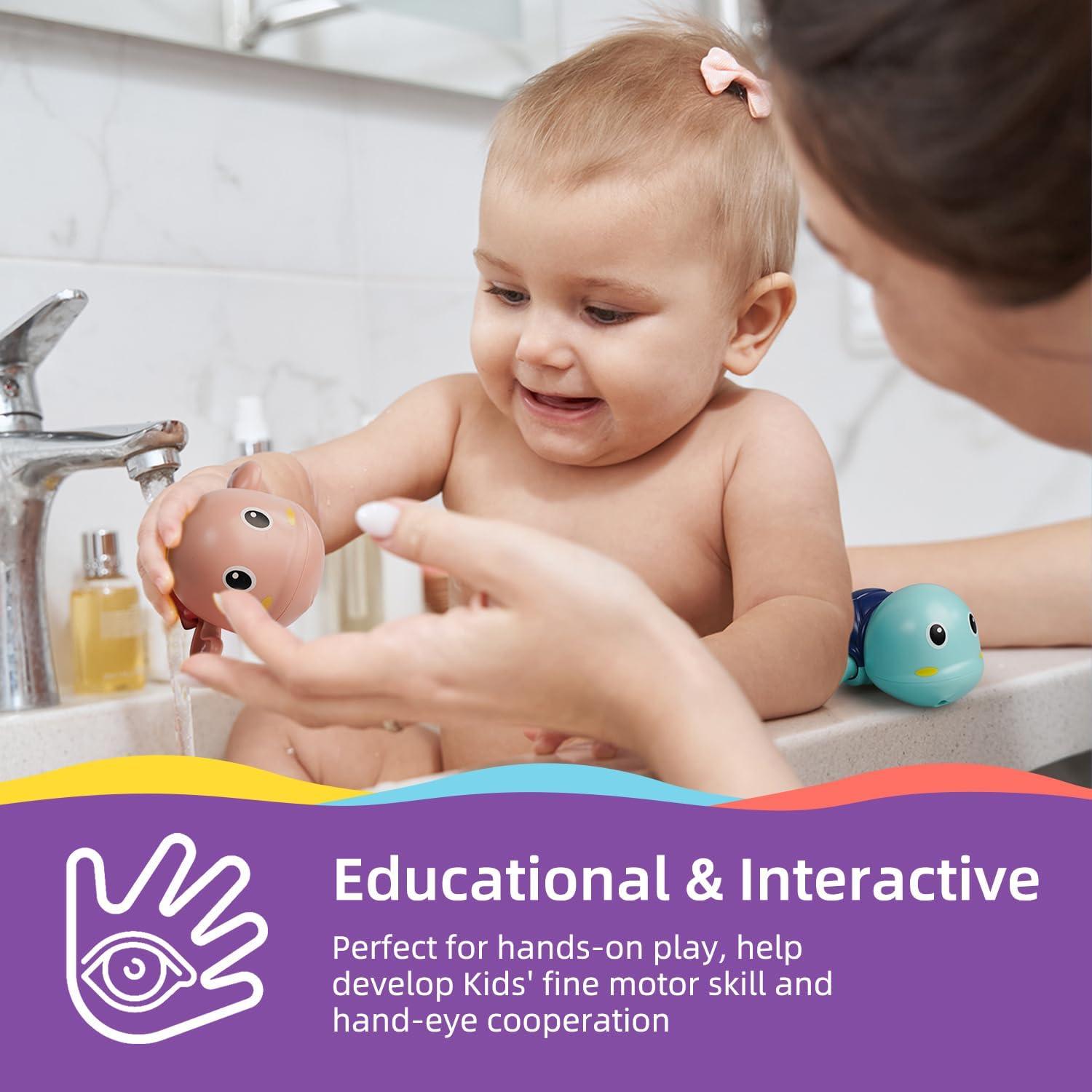 Juguetes de Baño LiKee 3 Tortugas Nadadoras para Bebés 1+ Años