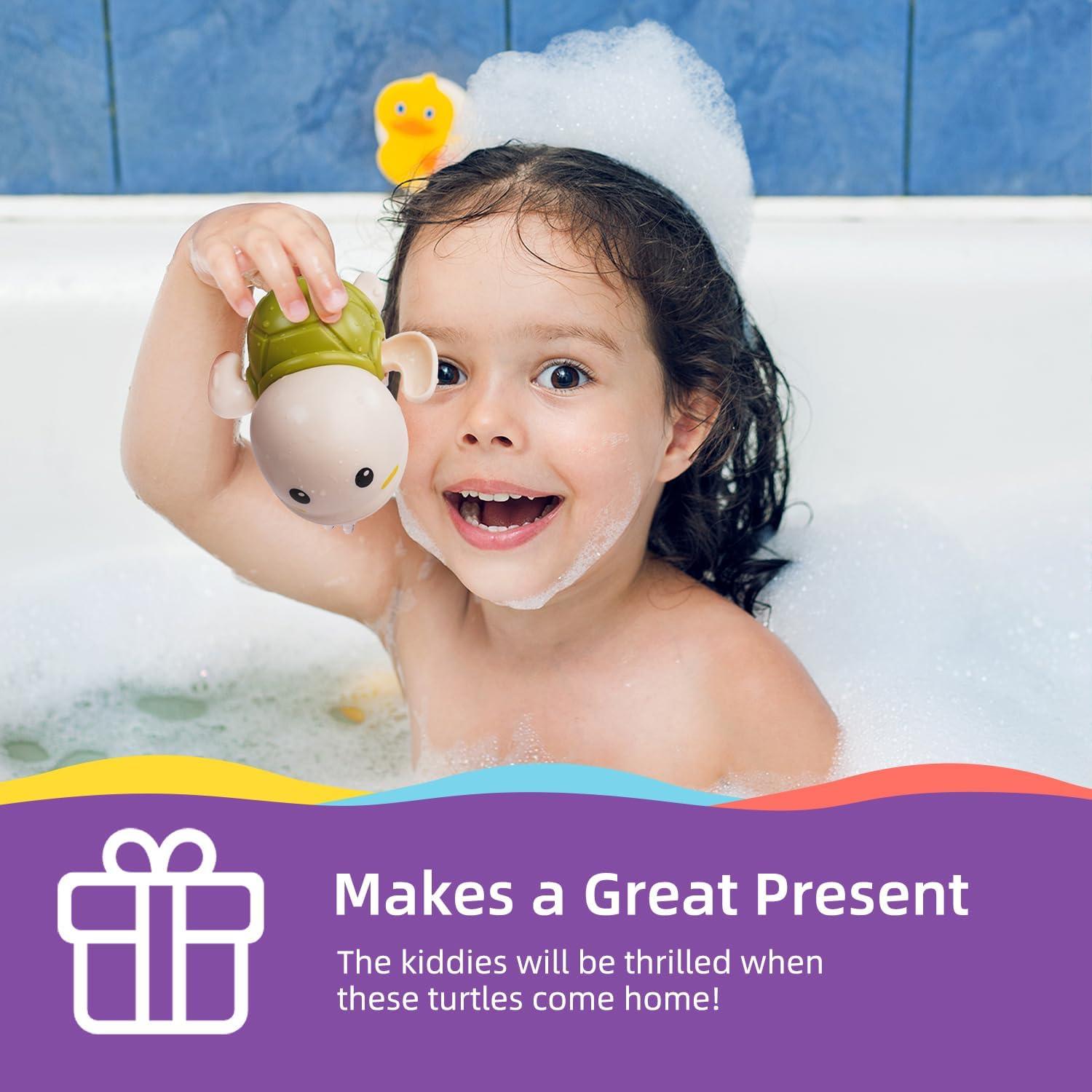 Juguetes de Baño LiKee 3 Tortugas Nadadoras para Bebés 1+ Años