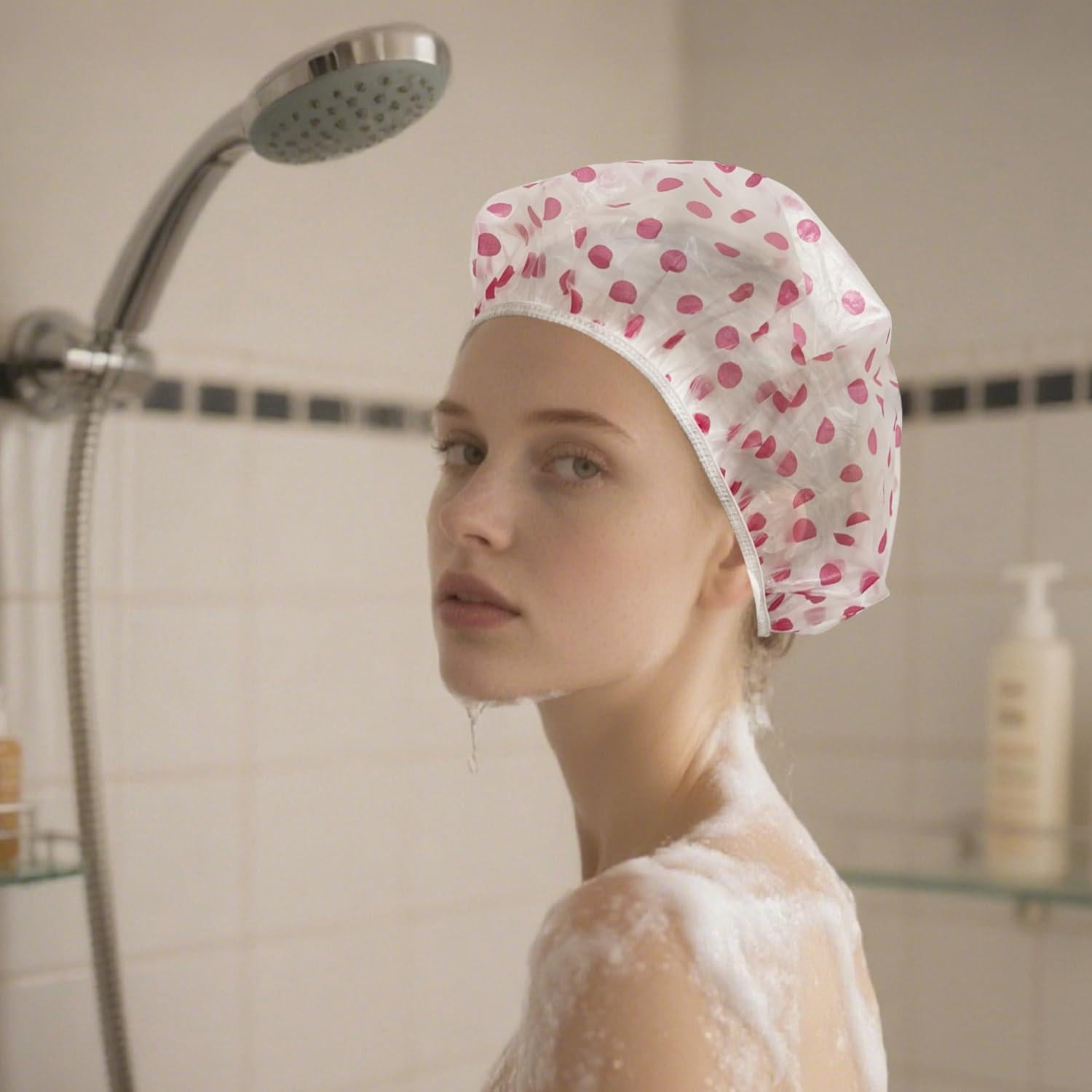 3 Gorros de Ducha Reutilizables Impermeables OHOO Floral