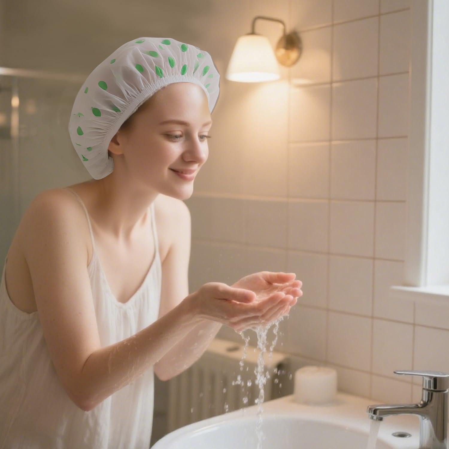 3 Gorros de Ducha Reutilizables Impermeables OHOO Floral