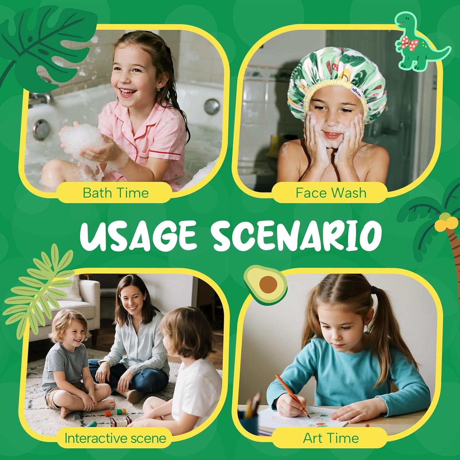 Gorro de Ducha Impermeable para Niños Años Tranquilos Verde 28 cm