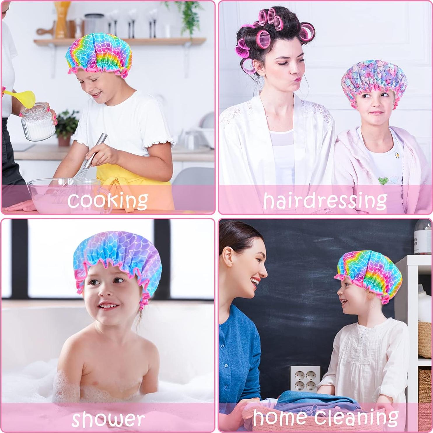 Gorro de Ducha OlyPegic para Niños 3 Pcs Impermeable Sirena