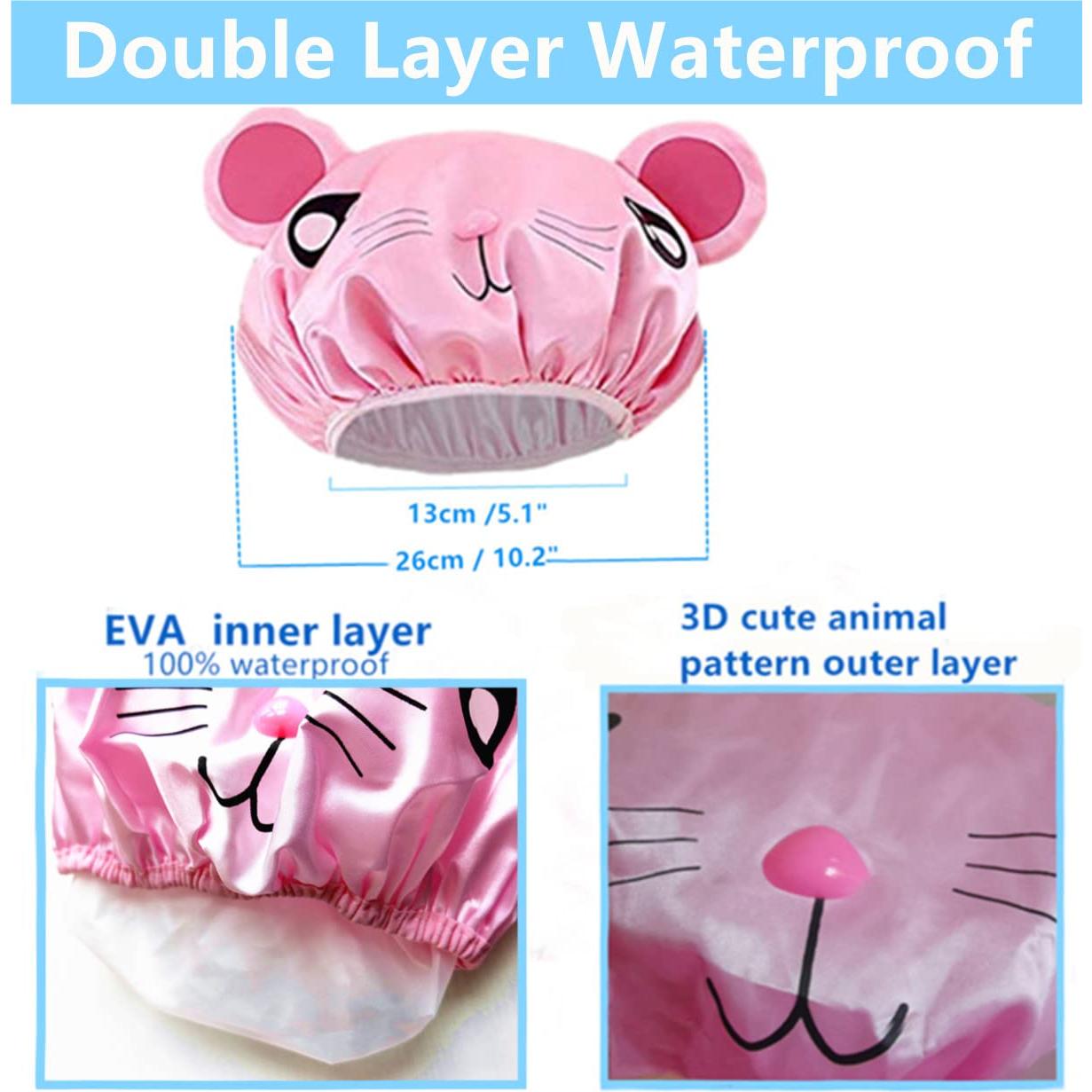Set 2 gorros de ducha impermeables para niños - Diseño divertido