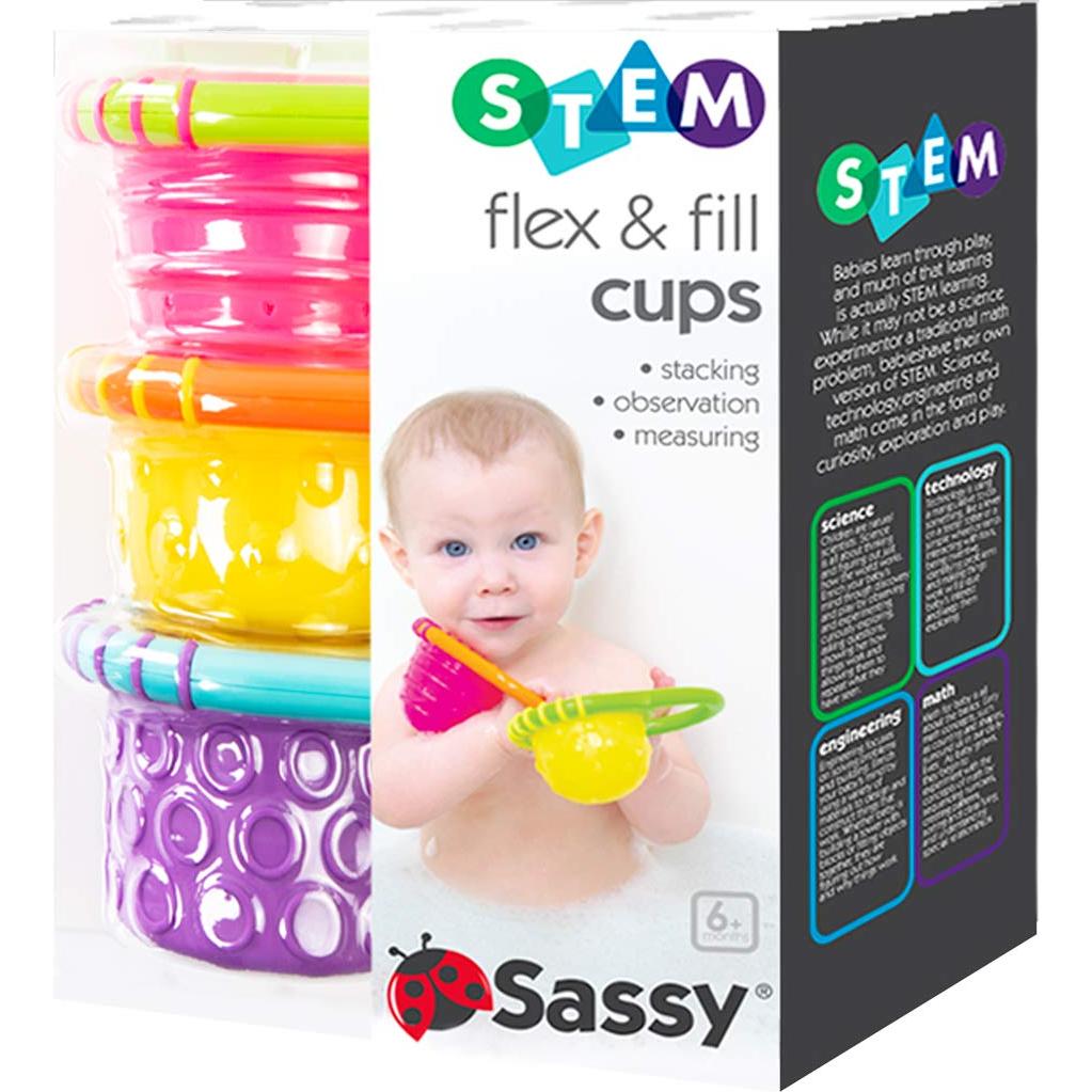 Tazas de baño Sassy Flex & Fill 3 piezas para bebés