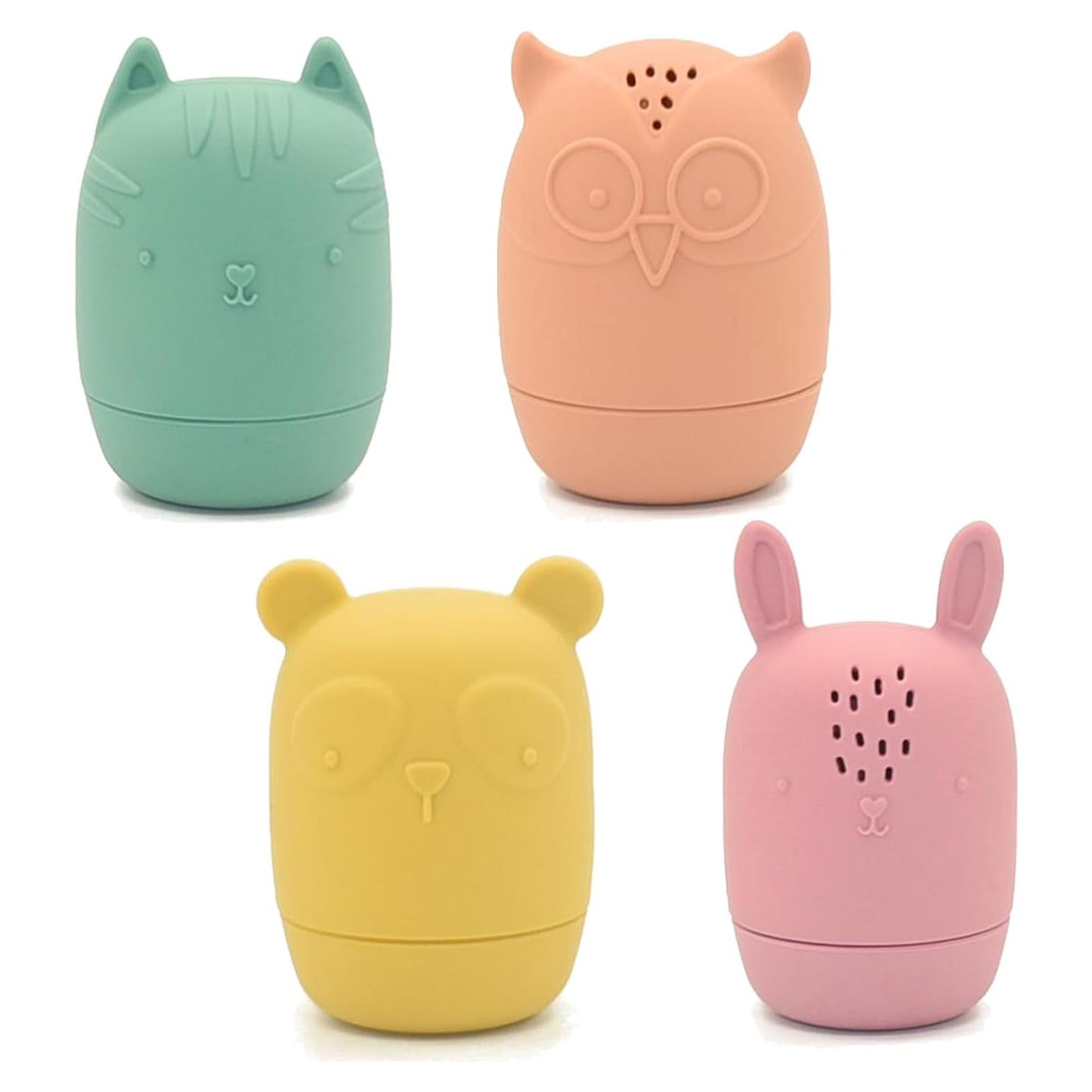Juguetes de Baño PandaEar para Bebés - 4 Piezas Silicona No Tóxica