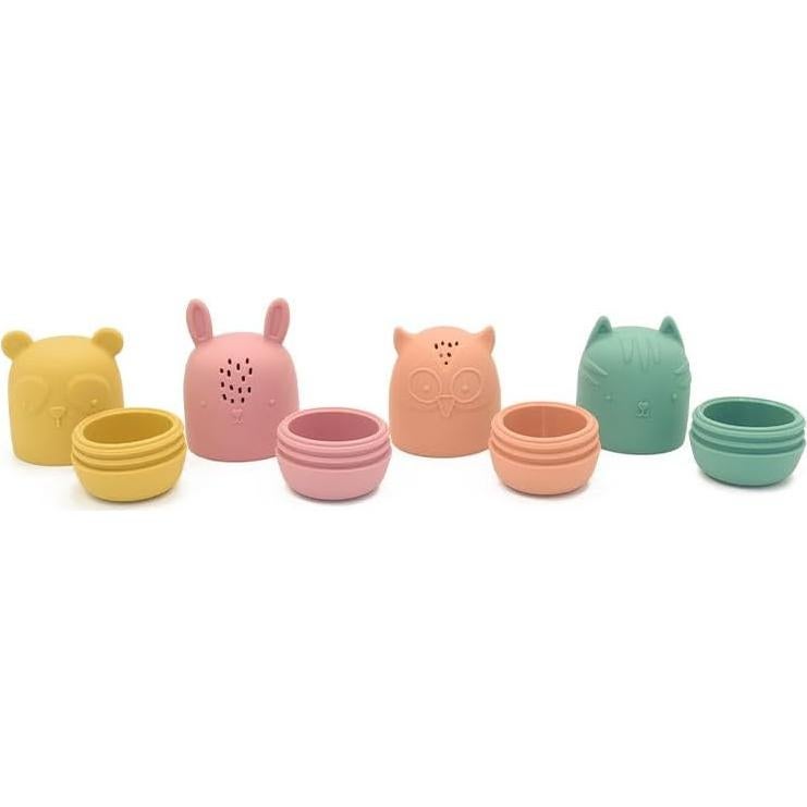Juguetes de Baño PandaEar para Bebés - 4 Piezas Silicona No Tóxica