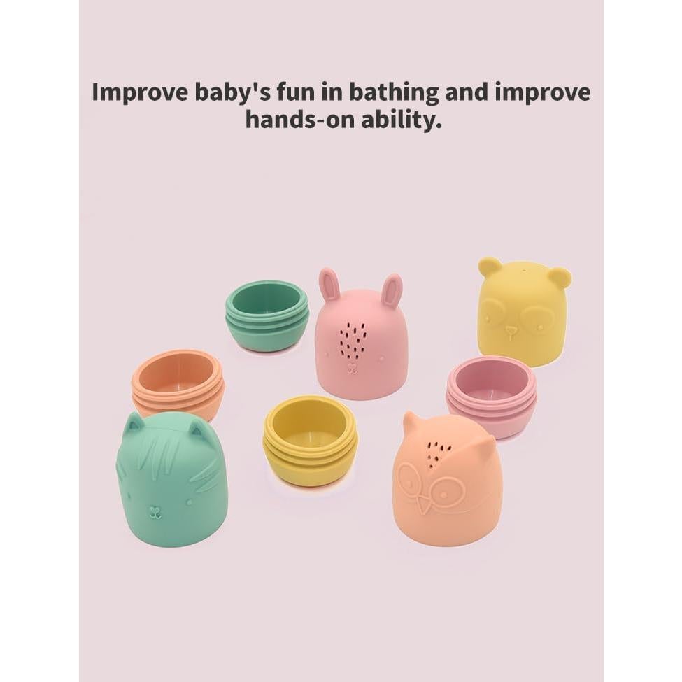 Juguetes de Baño PandaEar para Bebés - 4 Piezas Silicona No Tóxica