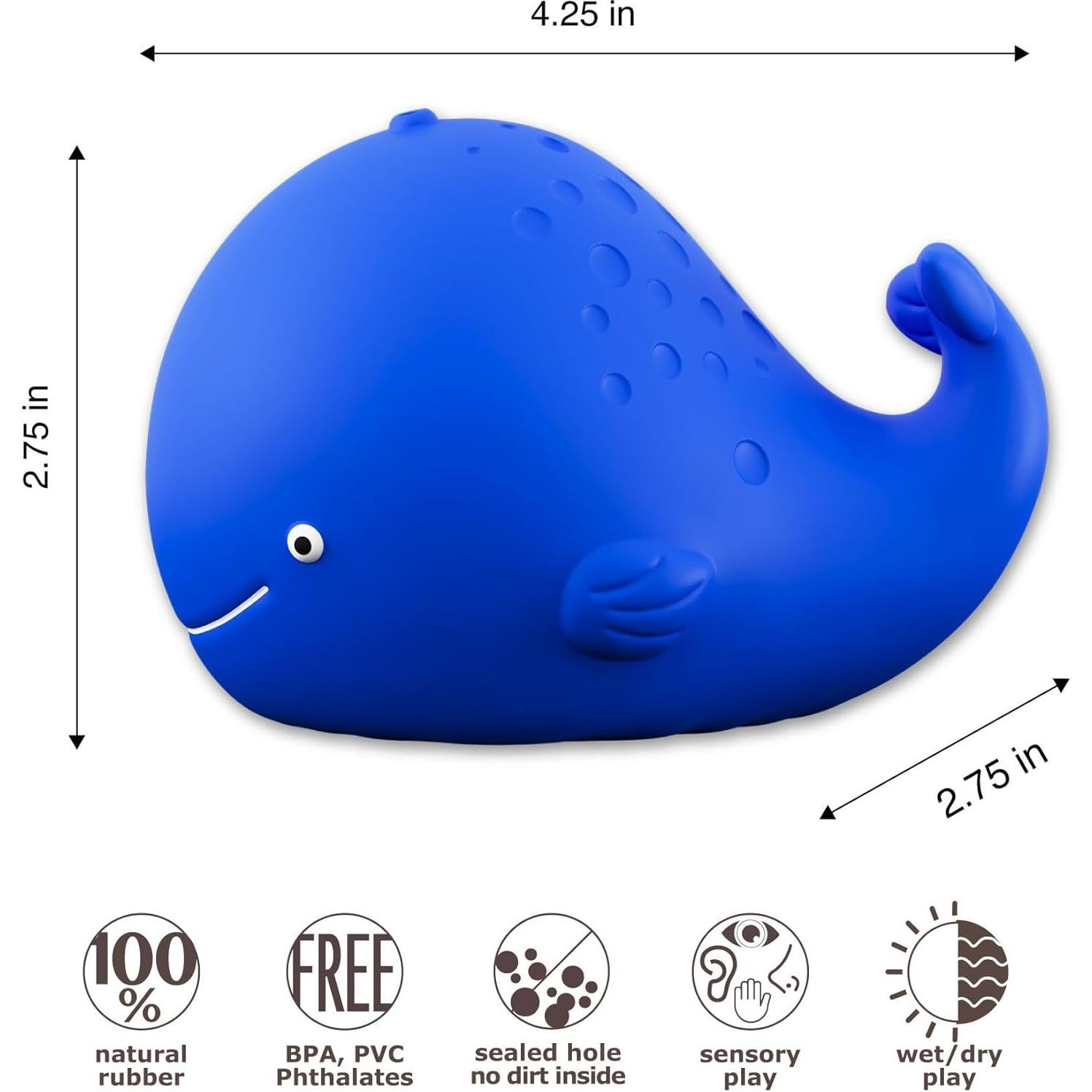 Juguete de Baño de Goma Natural Caaocho - Ballena 10.8cm