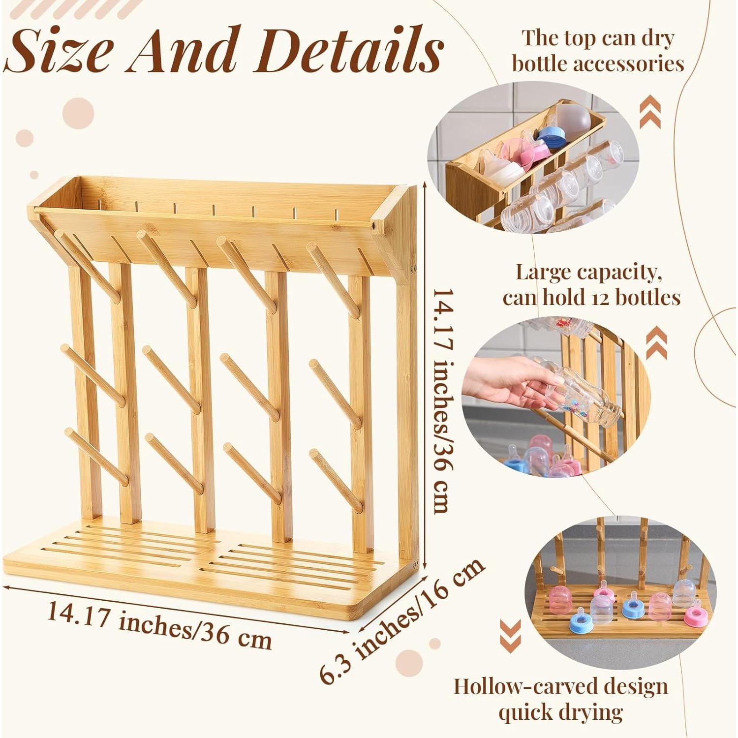 Soporte para Secado de Biberones Geelin de Bambú 12 Biberones