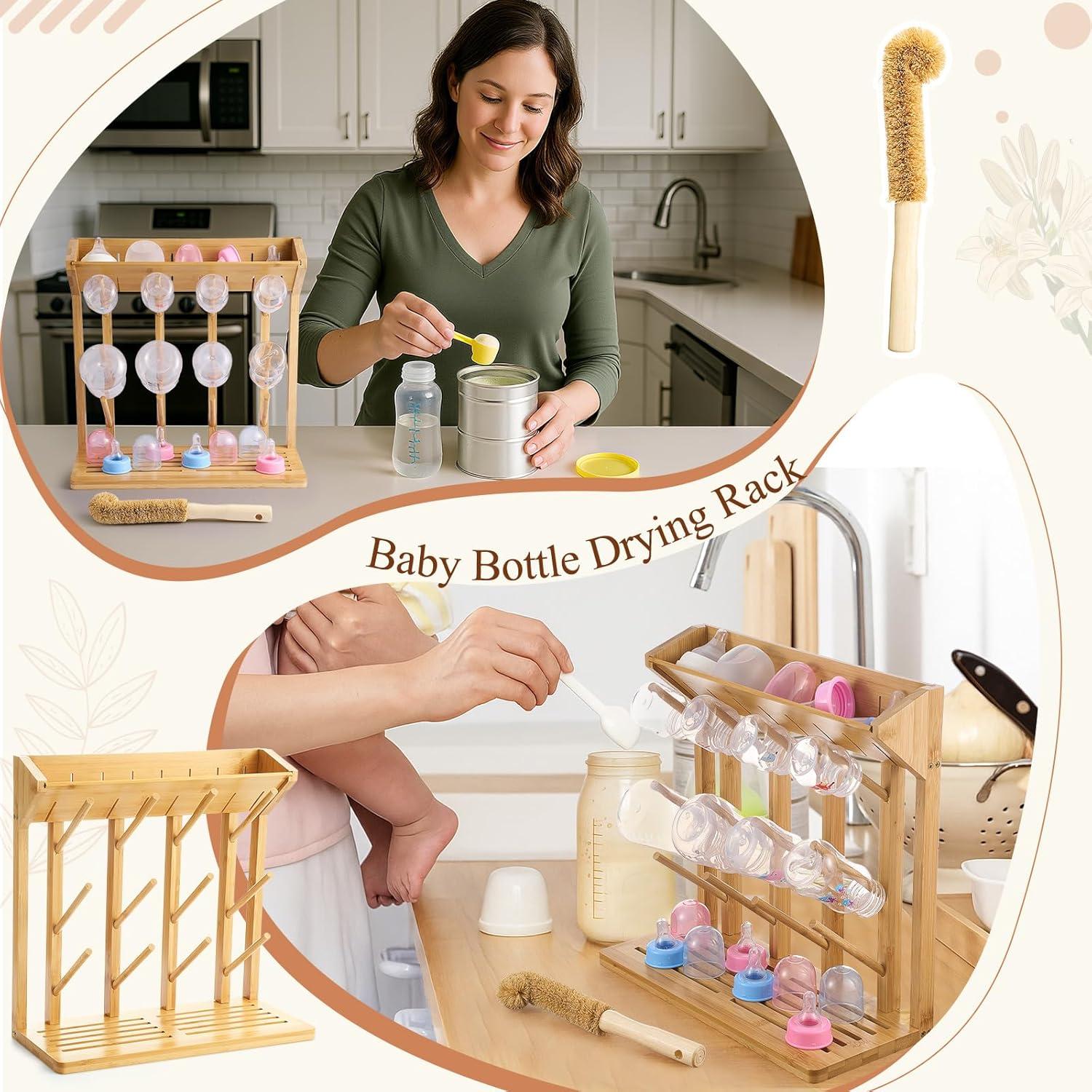 Soporte para Secado de Biberones Geelin de Bambú 12 Biberones