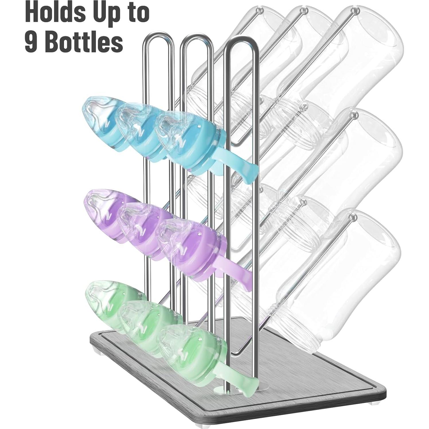 Estante para Secar Biberones NiHome de Acero Inoxidable 9 Biberones
