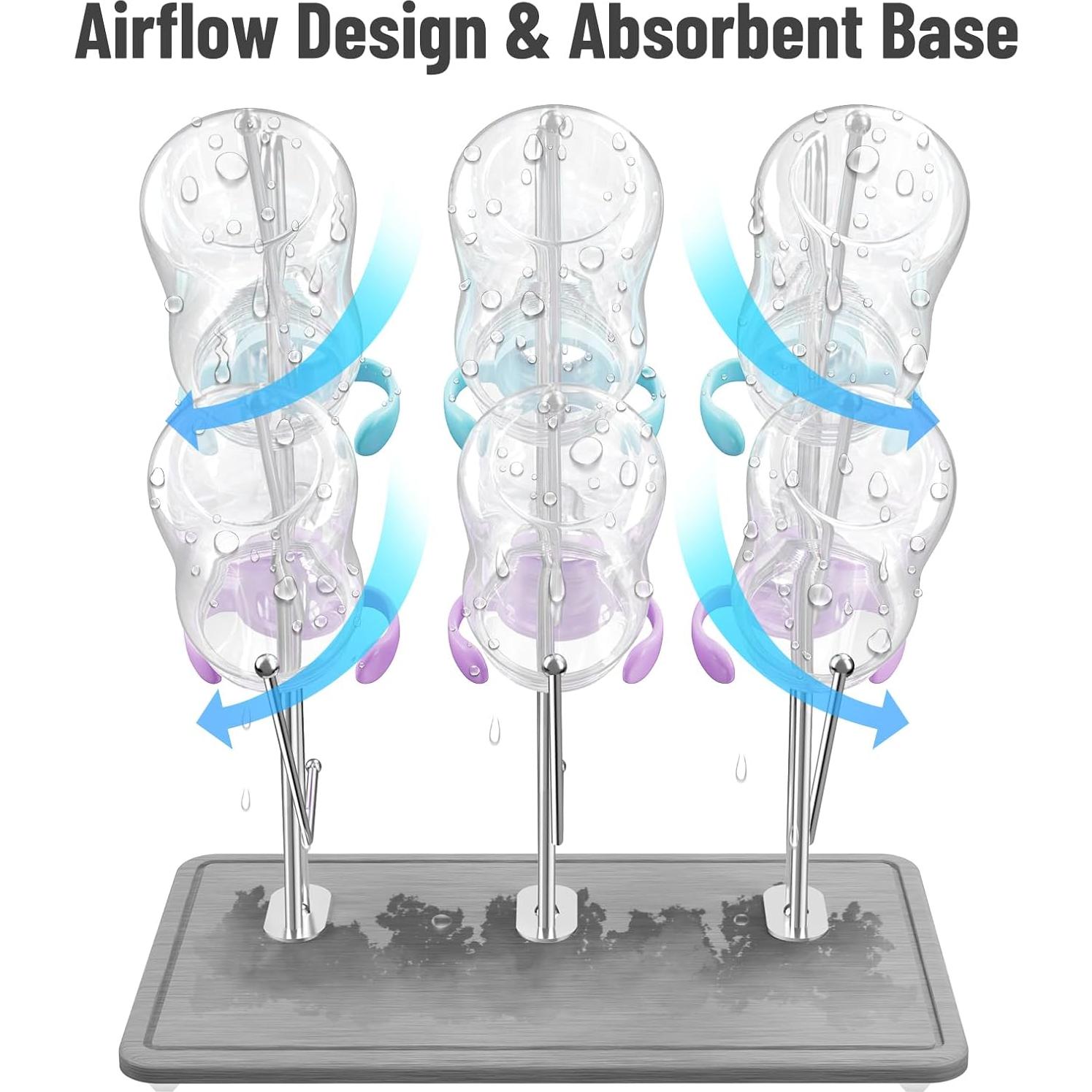 Estante para Secar Biberones NiHome de Acero Inoxidable 9 Biberones