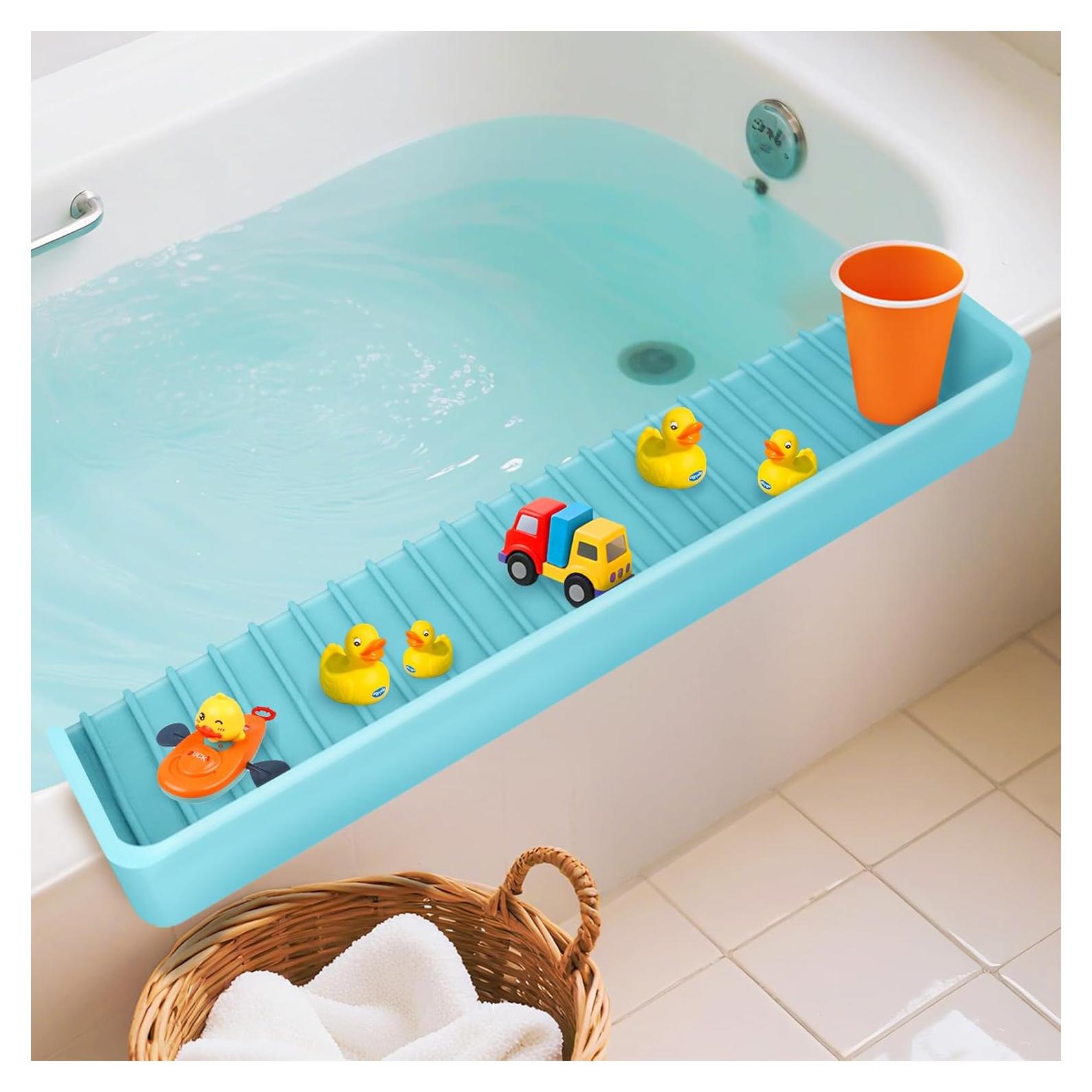 Protector de Salpicaduras para Bañera Niños 80 cm Silicona Azul