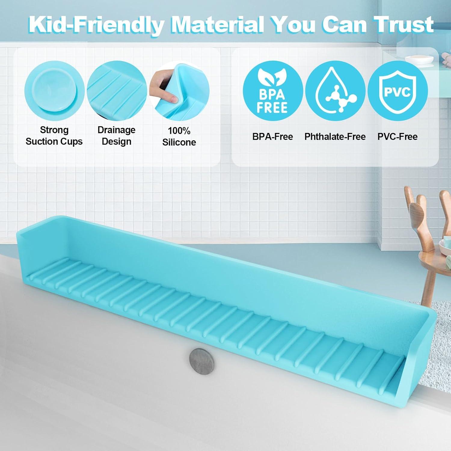 Protector de Salpicaduras para Bañera Niños 80 cm Silicona Azul