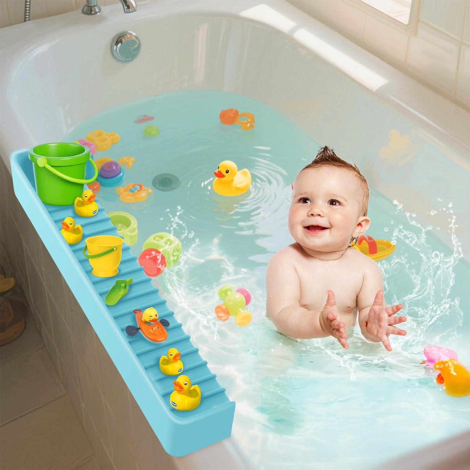 Protector de Salpicaduras para Bañera Niños 80 cm Silicona Azul