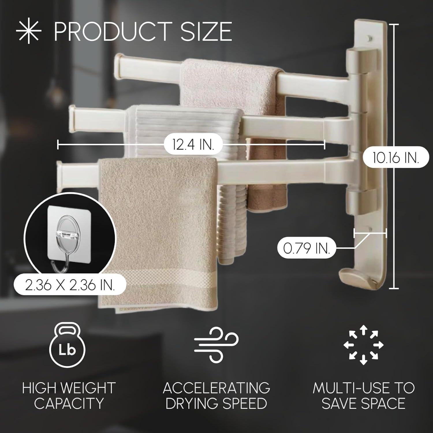 Soporte de Toallas de Pie Krisme Home 3 Niveles Blanco