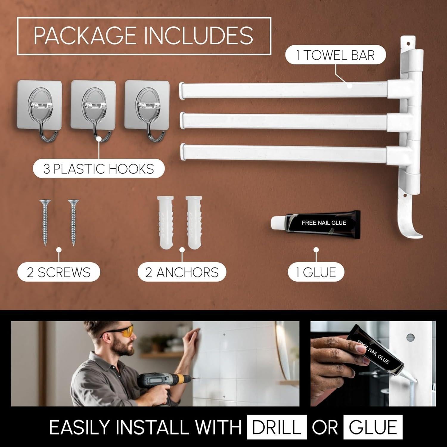 Soporte de Toallas de Pie Krisme Home 3 Niveles Blanco