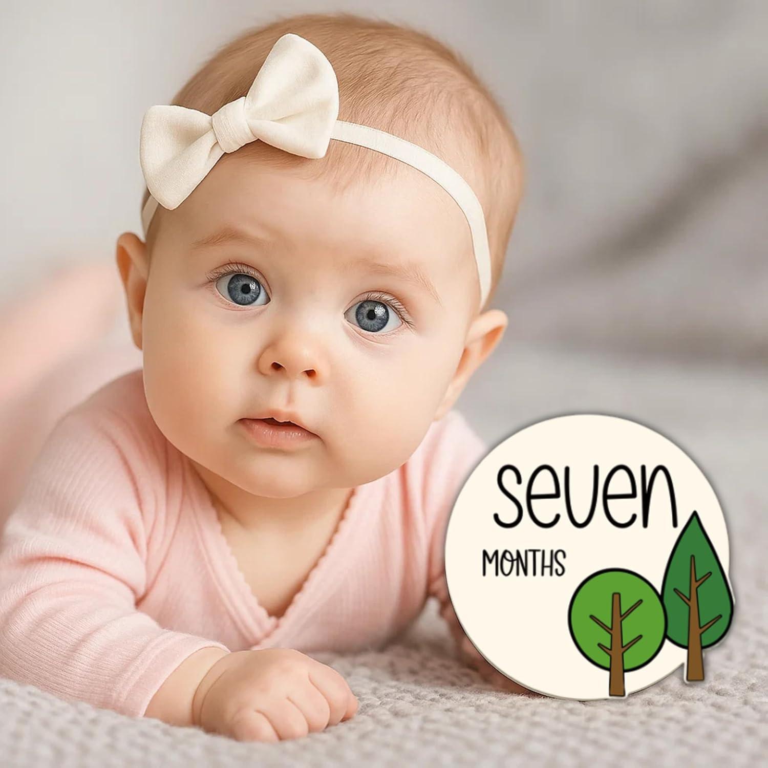 12 Tarjetas de Hitos Mensuales para Bebés Bosque Colorido
