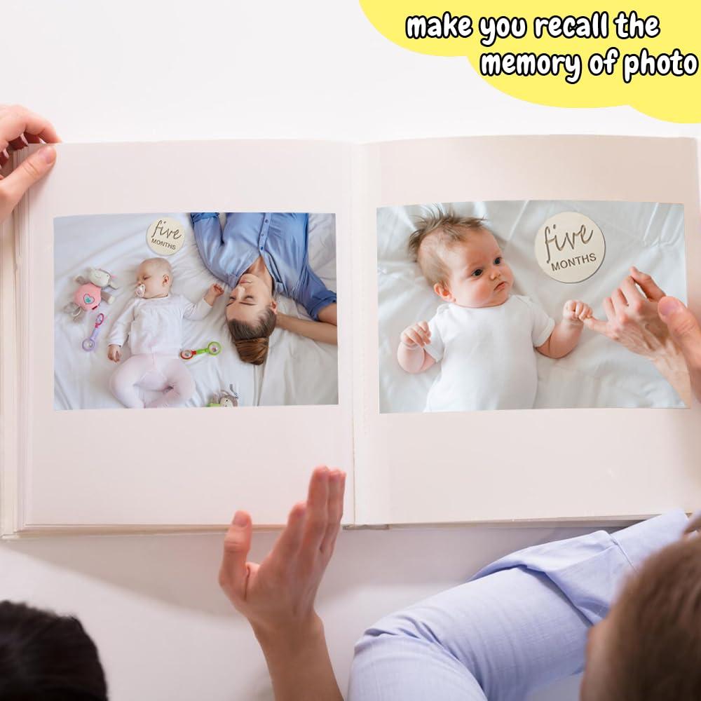 12 Tarjetas de Hitos Mensuales de Madera para Bebés - Regalo