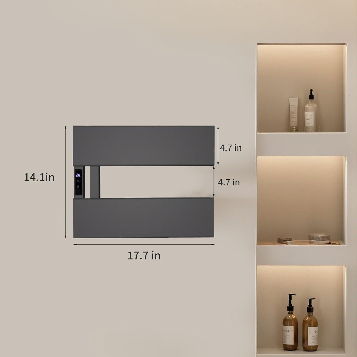 Soporte de Toallas Calentado Eléctrico EIKANIOS 2Bar Negro