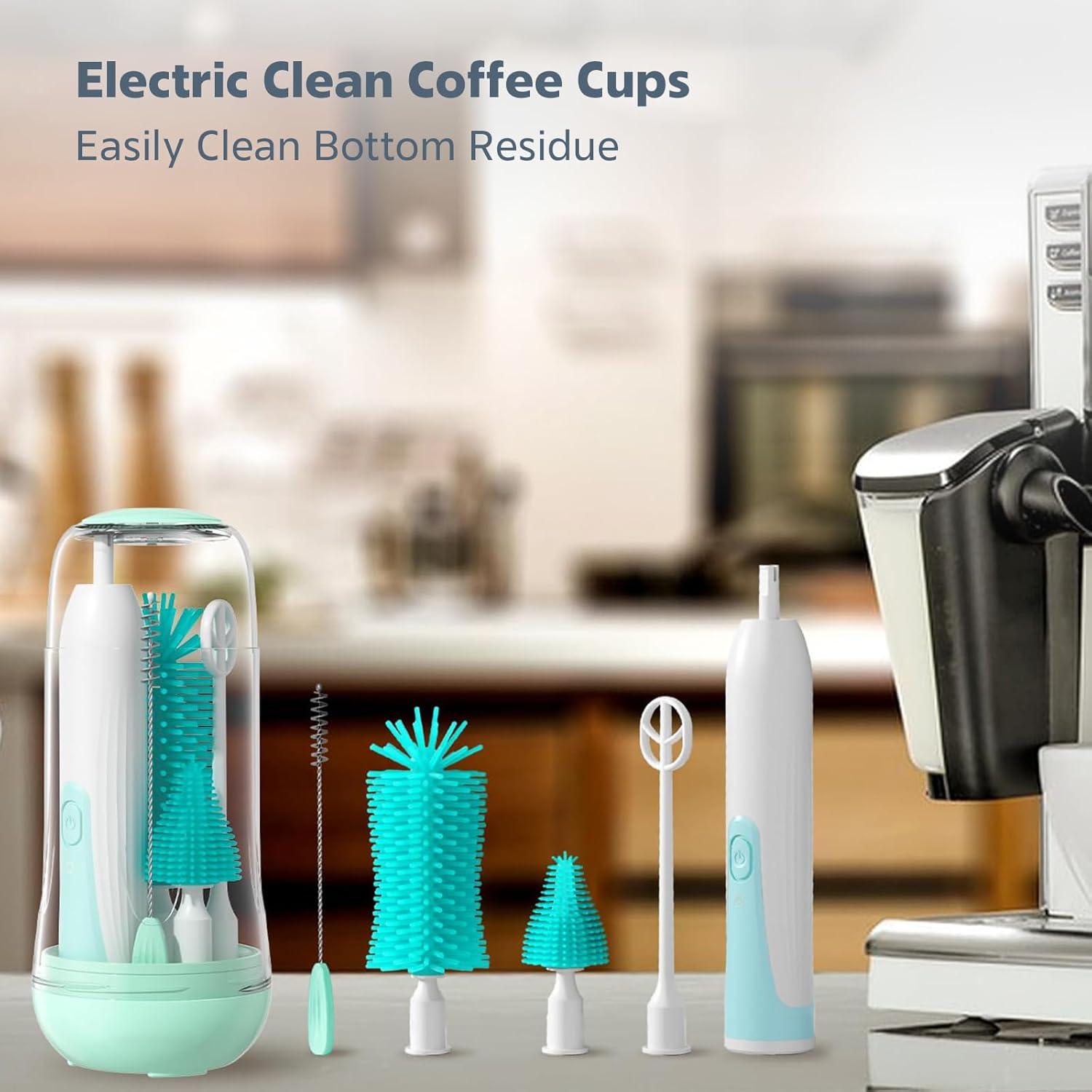 Cepillo Eléctrico para Botellas MomMed Verde con Soporte