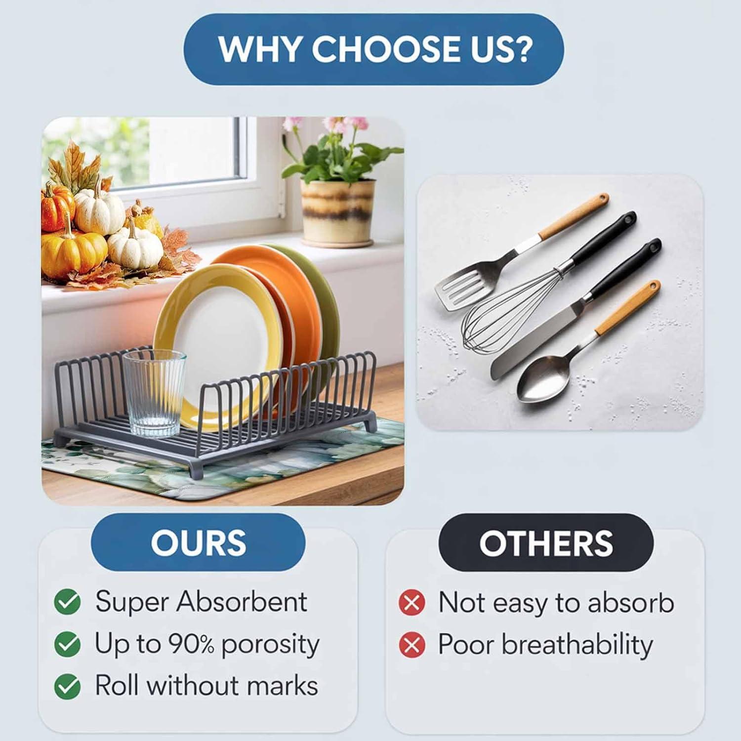 Alfombrilla de Secado de Platos Huotupsine 40.6x45.7cm Otoño