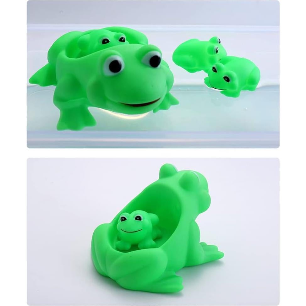 Juguetes de Baño para Bebés 4 Piezas Ranas de Goma Verde