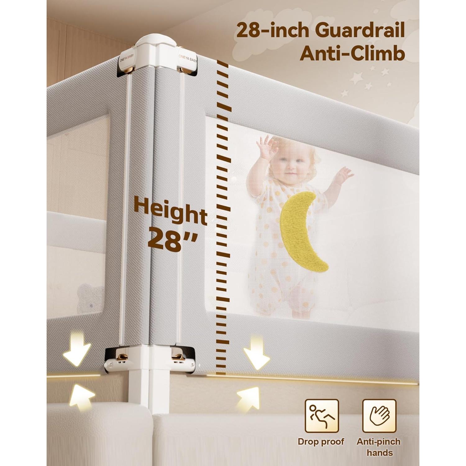 Barandillas de Cama King Size ONEYA BABY 3 Piezas Ajustables