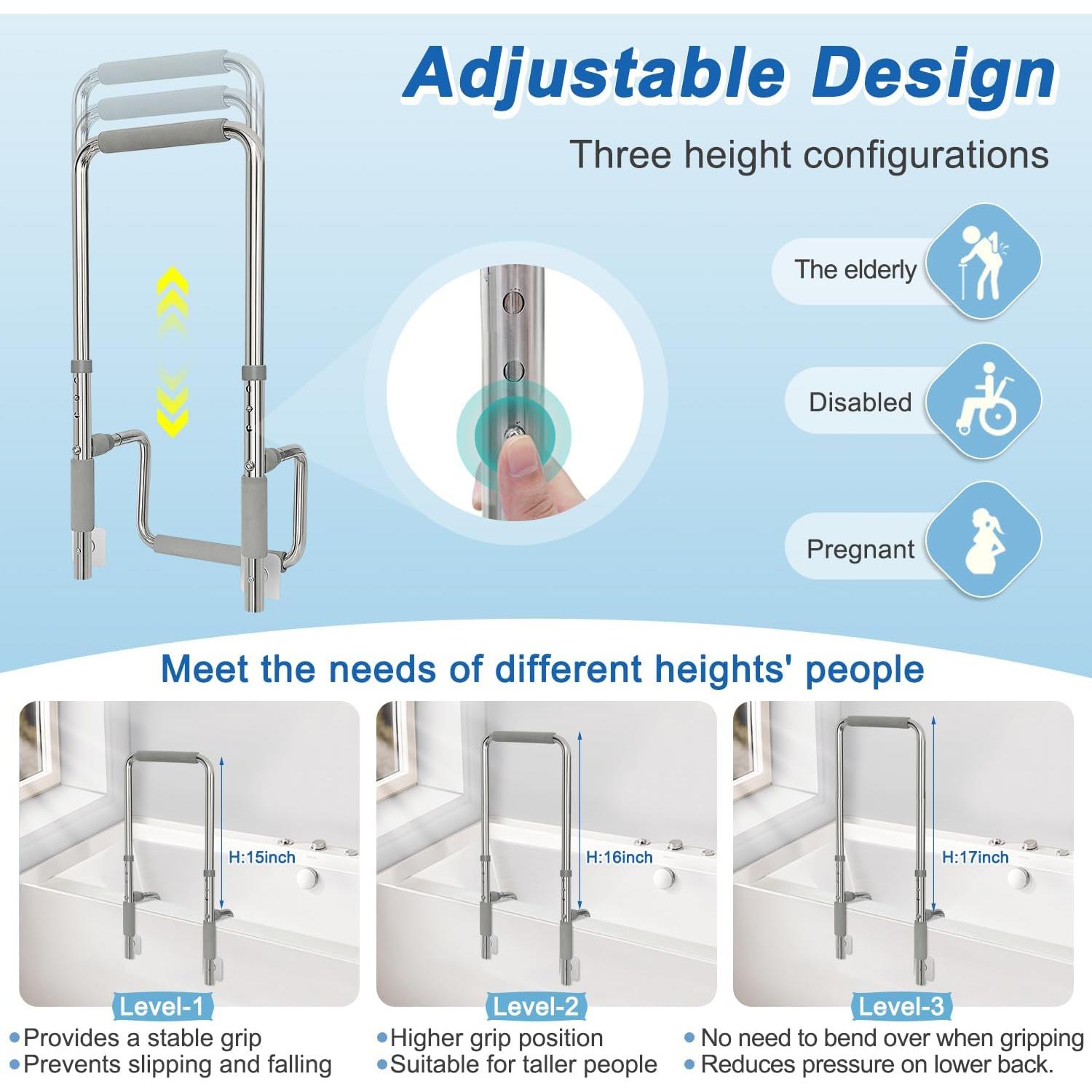 Barra de Agarre para Bañera NEAUDE Ajustable 38-43 cm